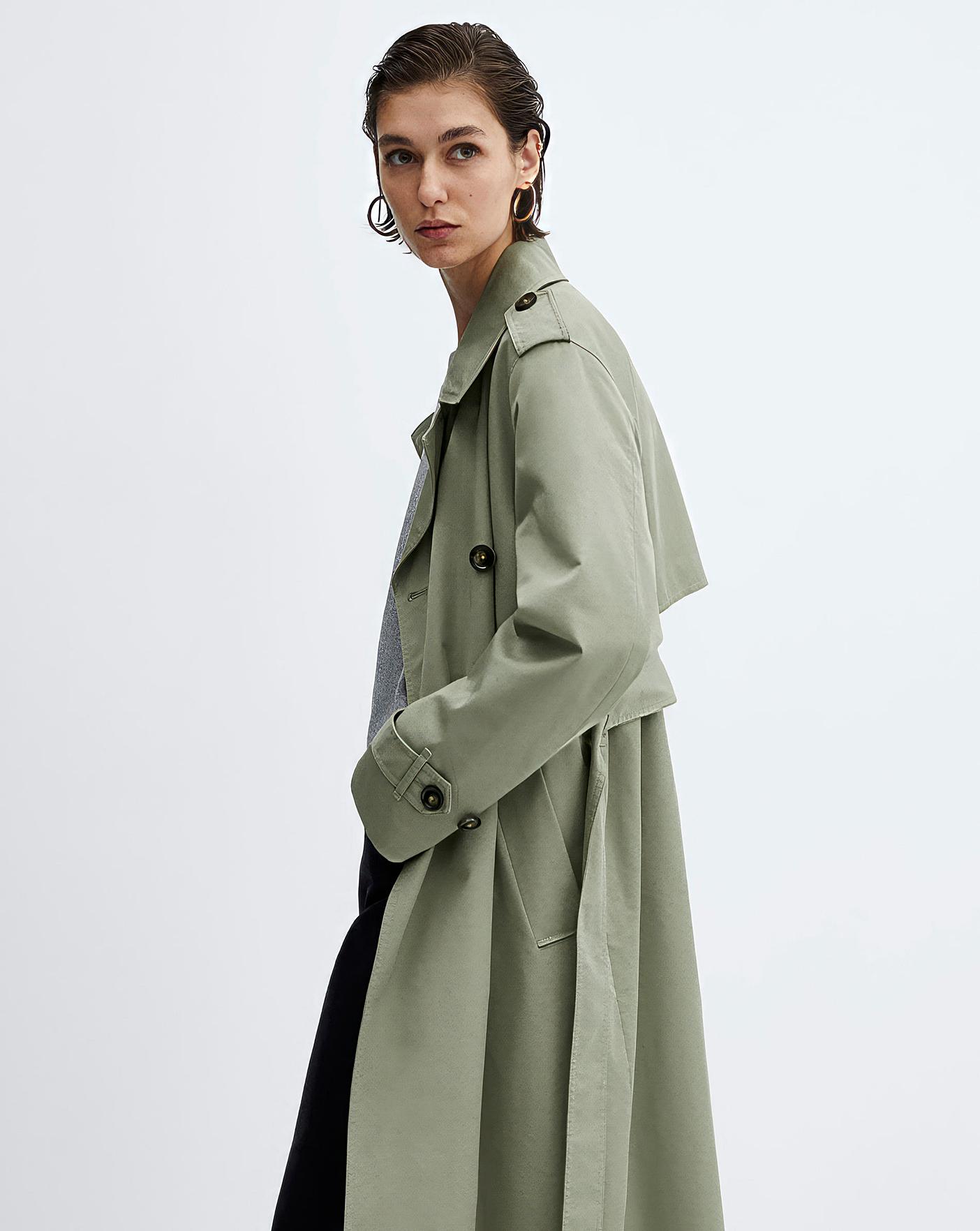 Long oversized double-breasted trench coat - Women | MANGO