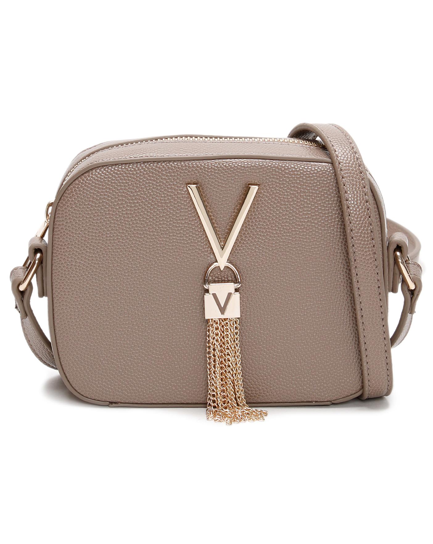 Valentino Bags Grey Divina Pebbled Tote Bag