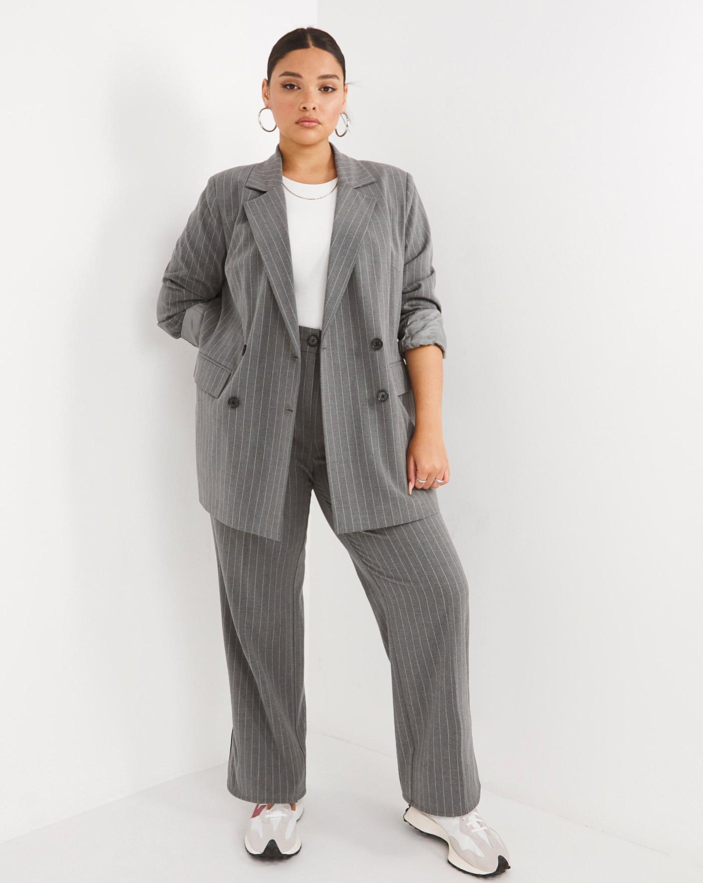 Grey Tailored Pinstripe Blazer