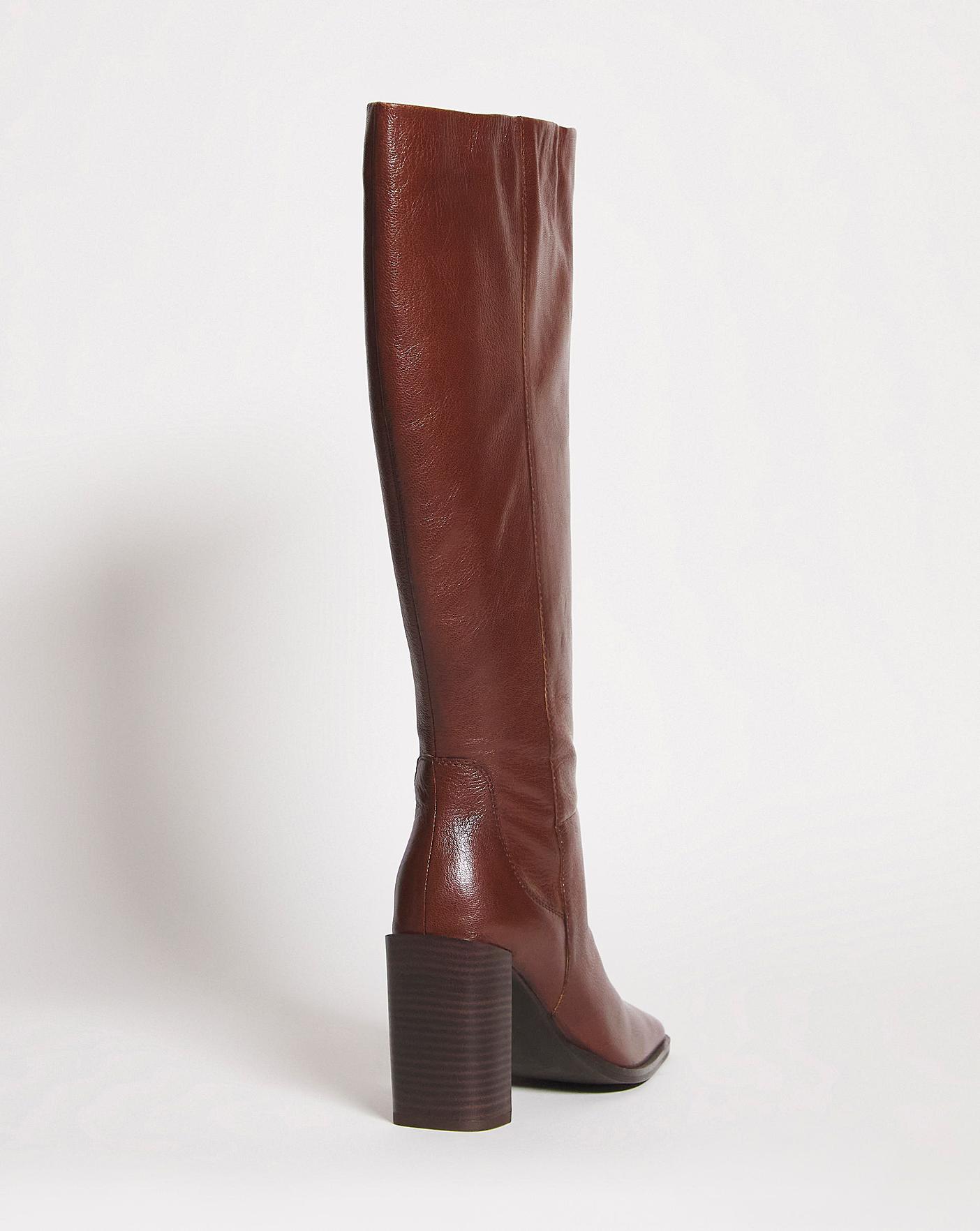 Square Block Knee High Boots Wide S | J D Williams