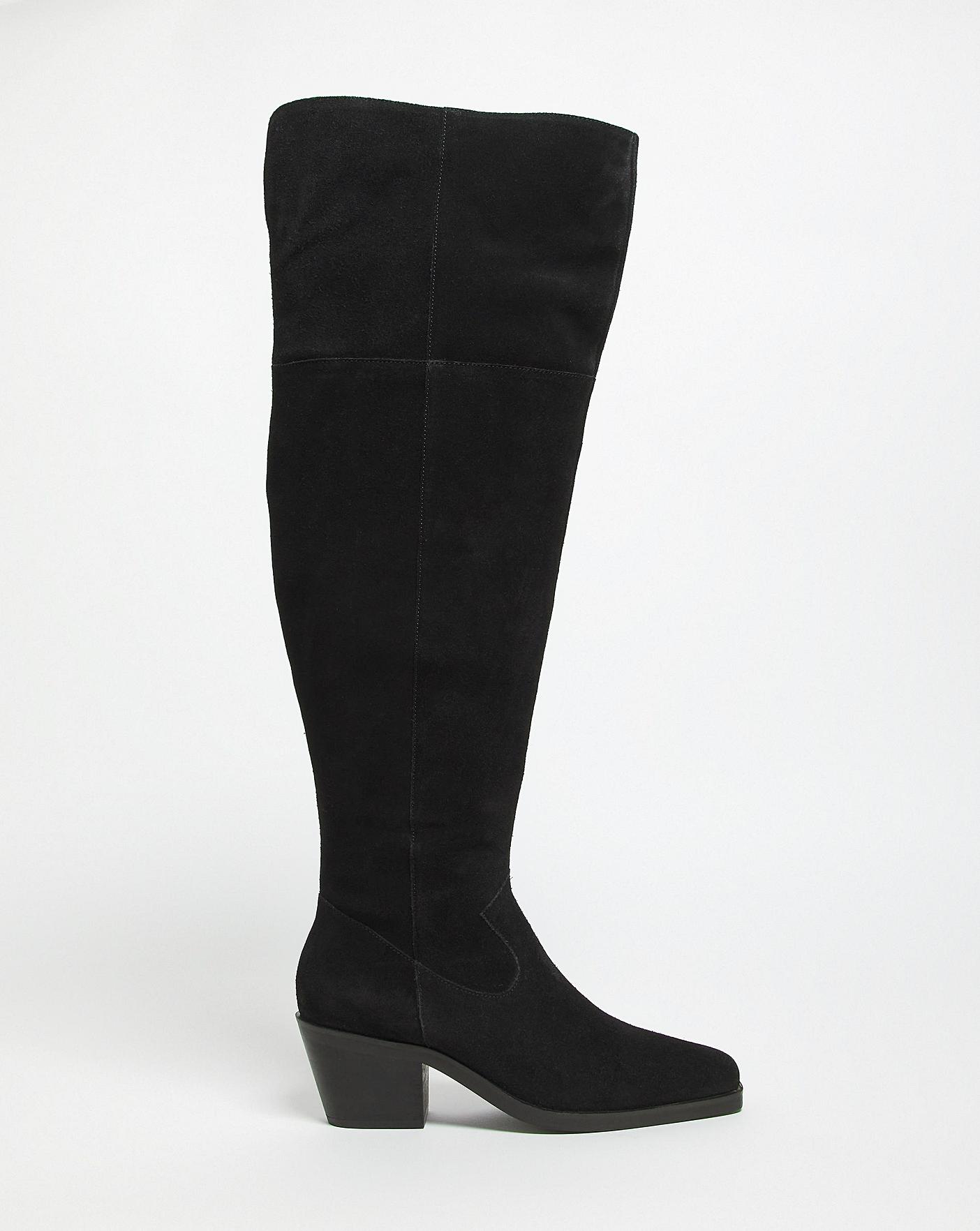 Faux suede over the knee boots wide clearance calf