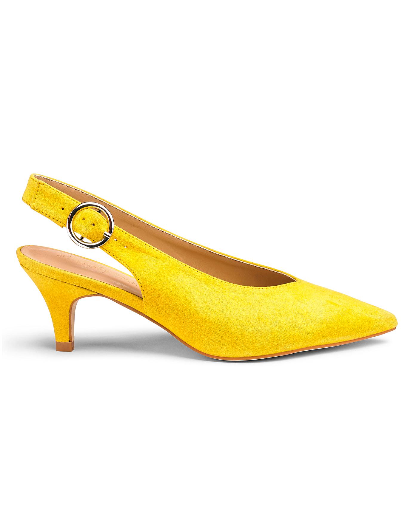 yellow slingback kitten heels