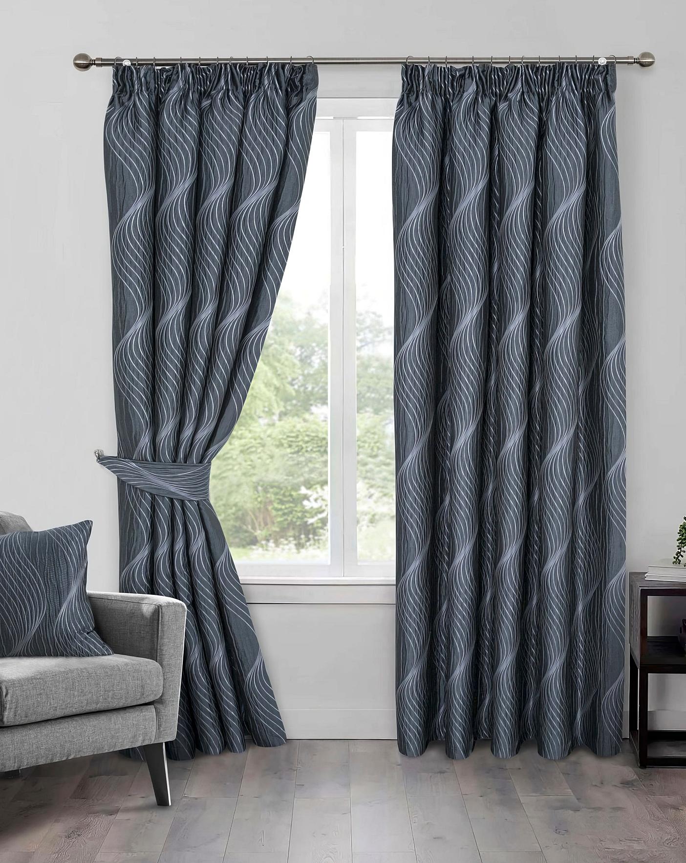 Zen Jacquard Lined Pencil Pleat Curtains J D Williams
