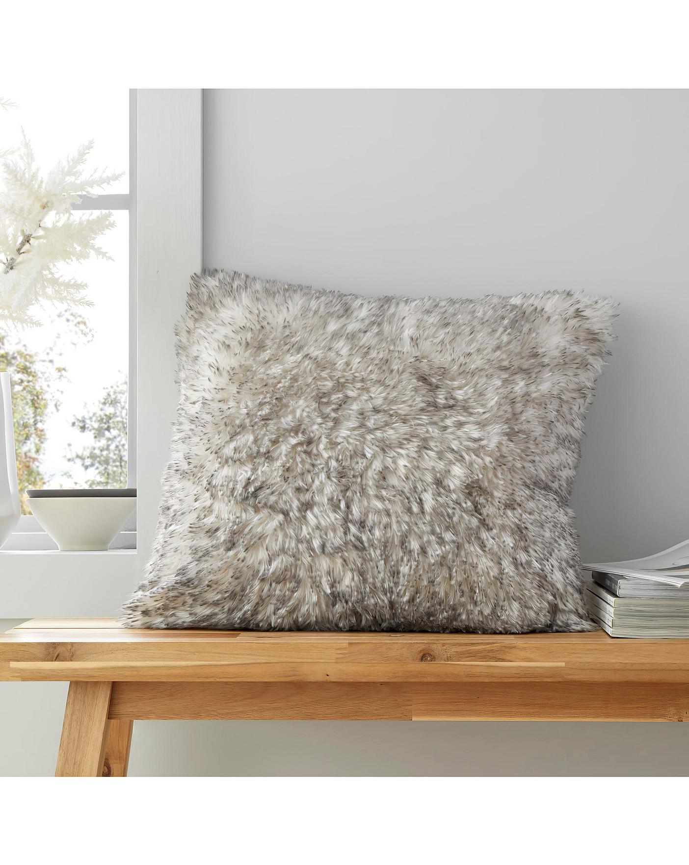 Catherine lansfield metallic faux fur cushion sales