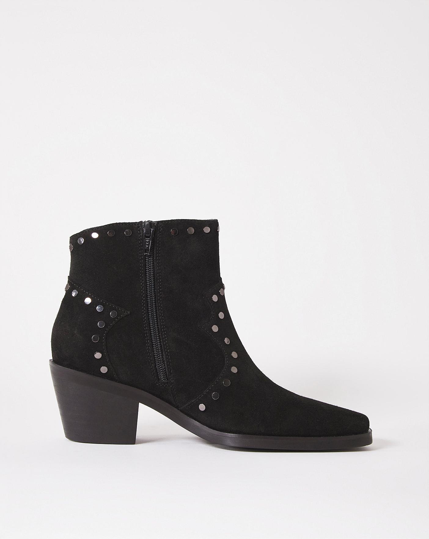 Grey suede hotsell studded ankle boots