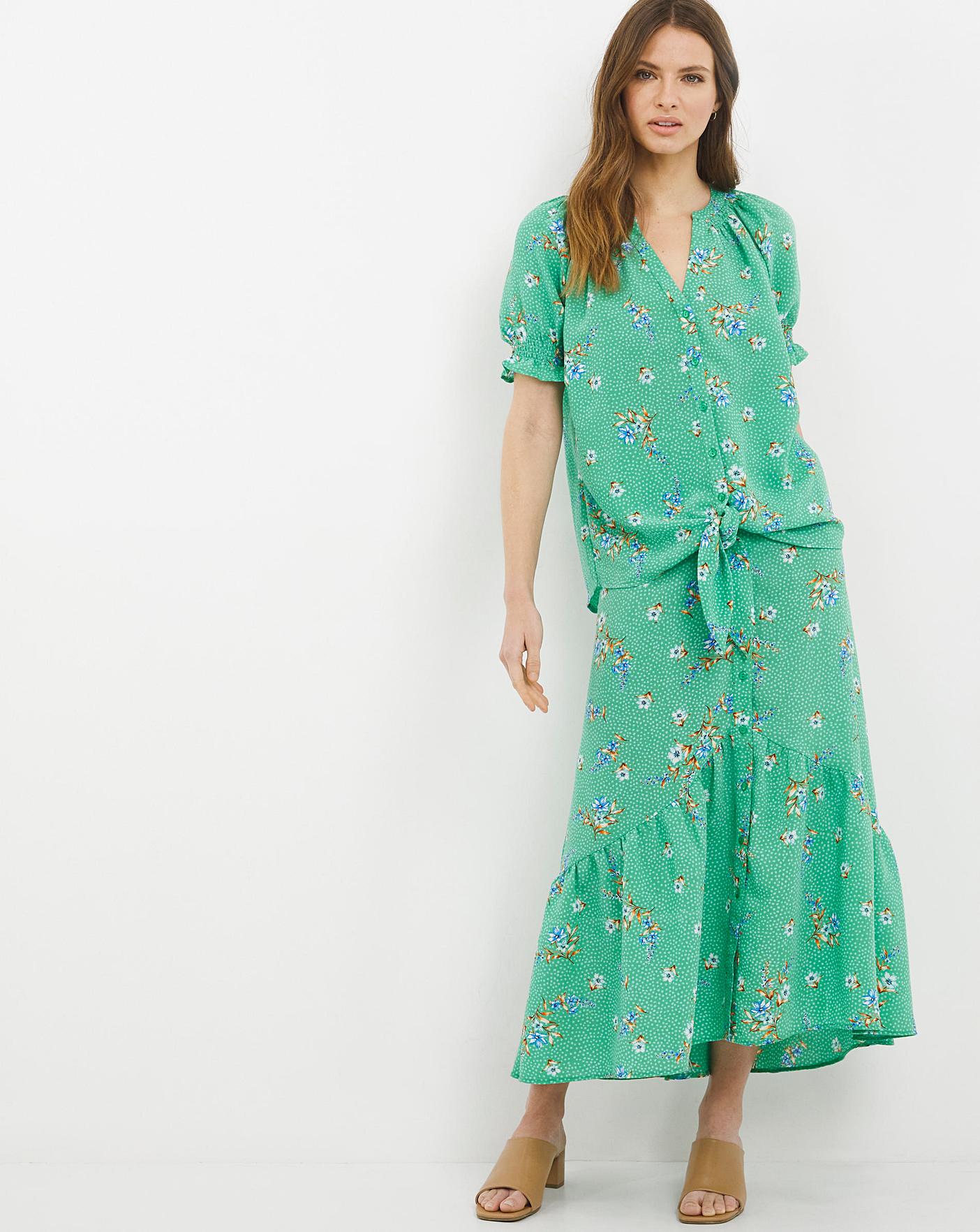 Julipa Button Through Frill Hem Skirt J D Williams