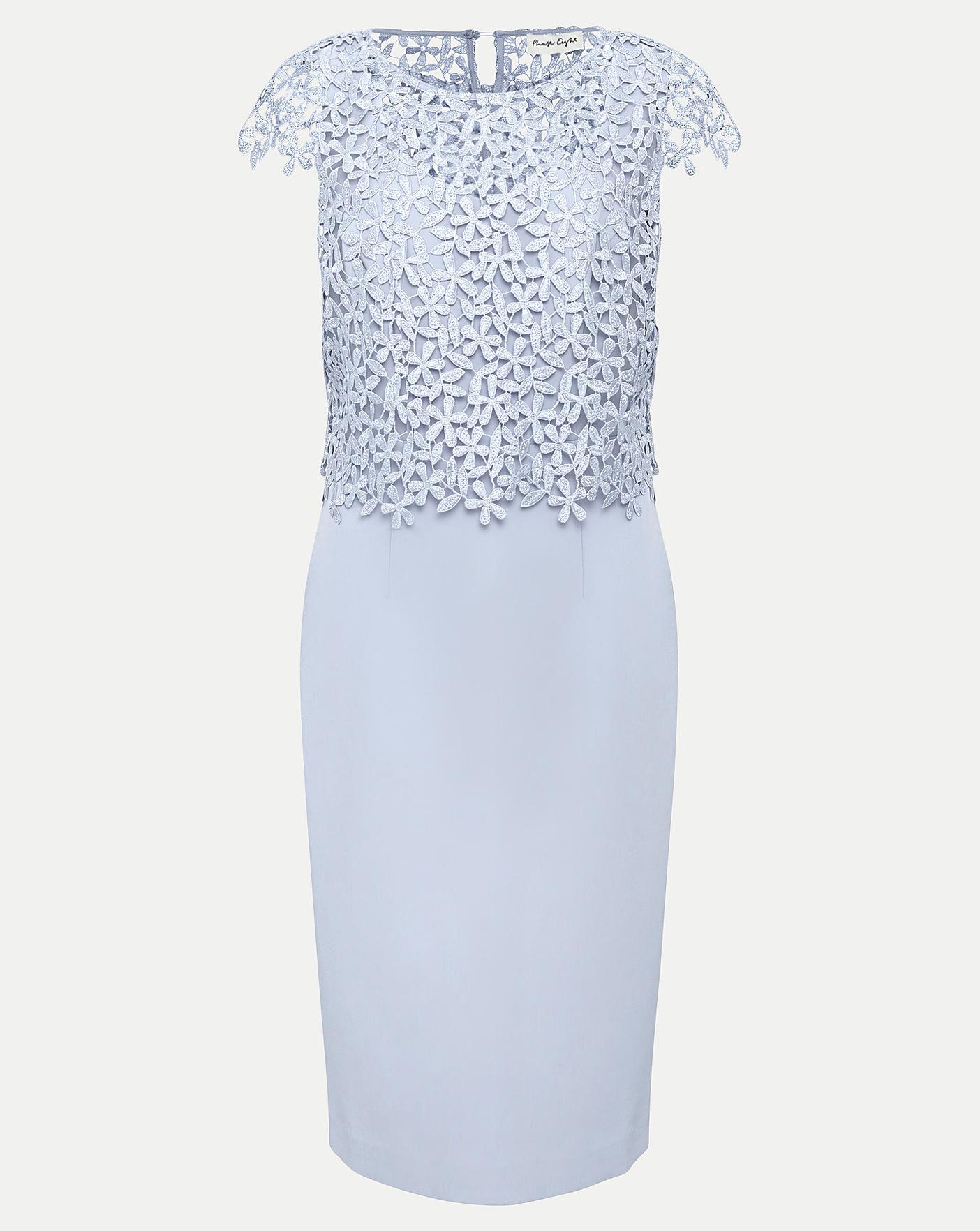 Floral Lace Overlay Pencil Dress | Scallop Hem | Phase Eight |