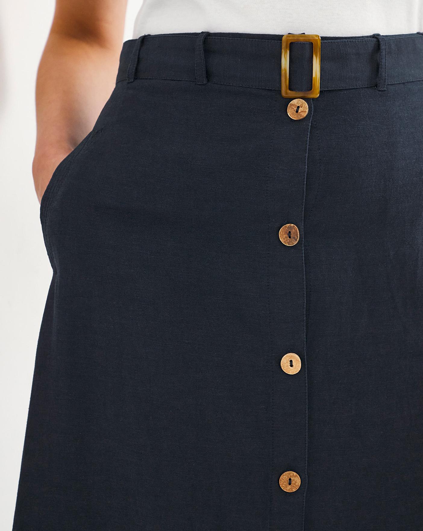 Julipa Belted Linen Skirt | J D Williams