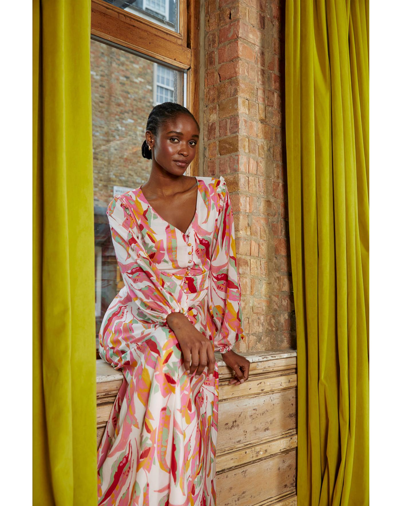 FatFace Peony Painted Leaves Maxi Dress | J D Williams