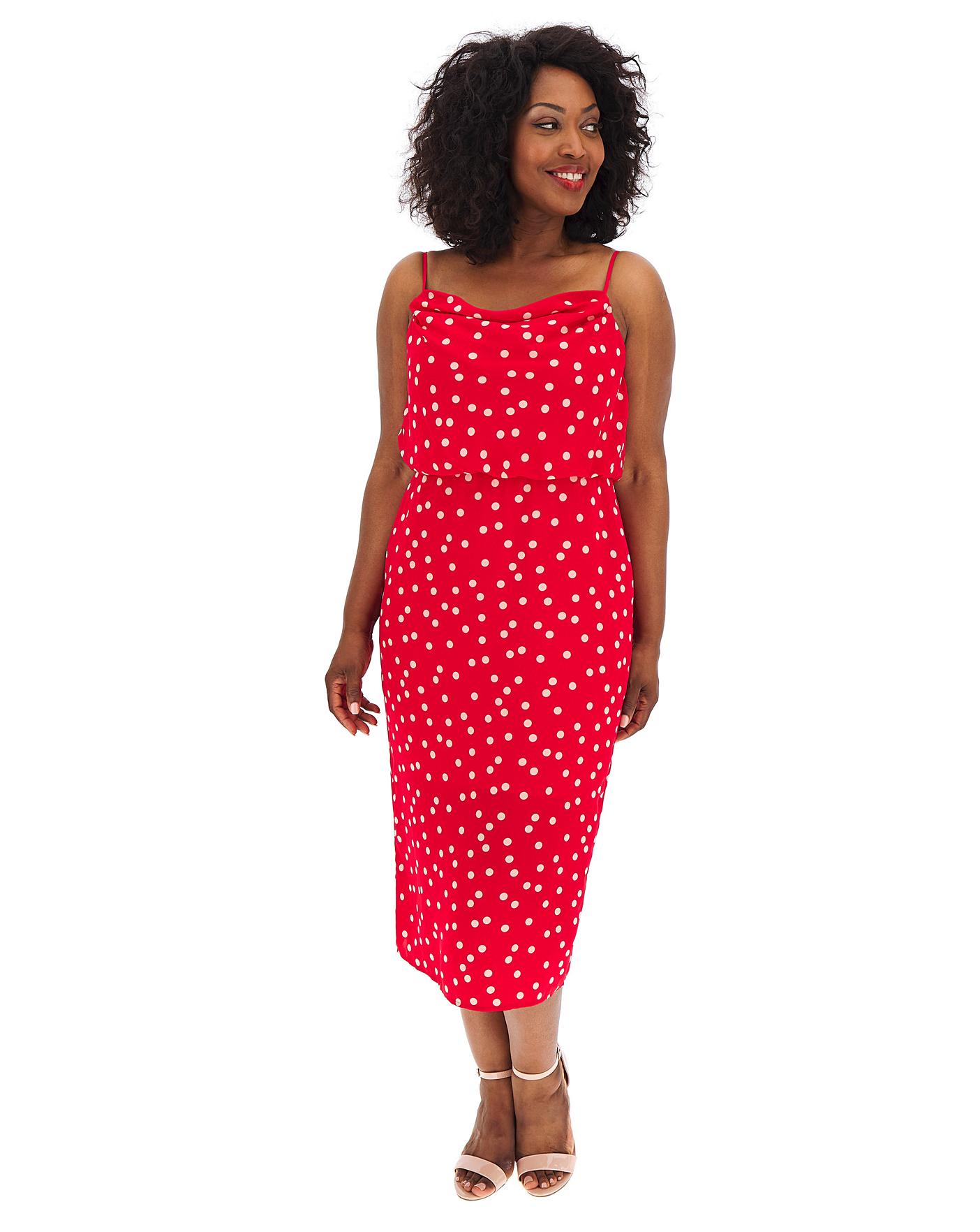 Oasis red 2025 polka dot dress