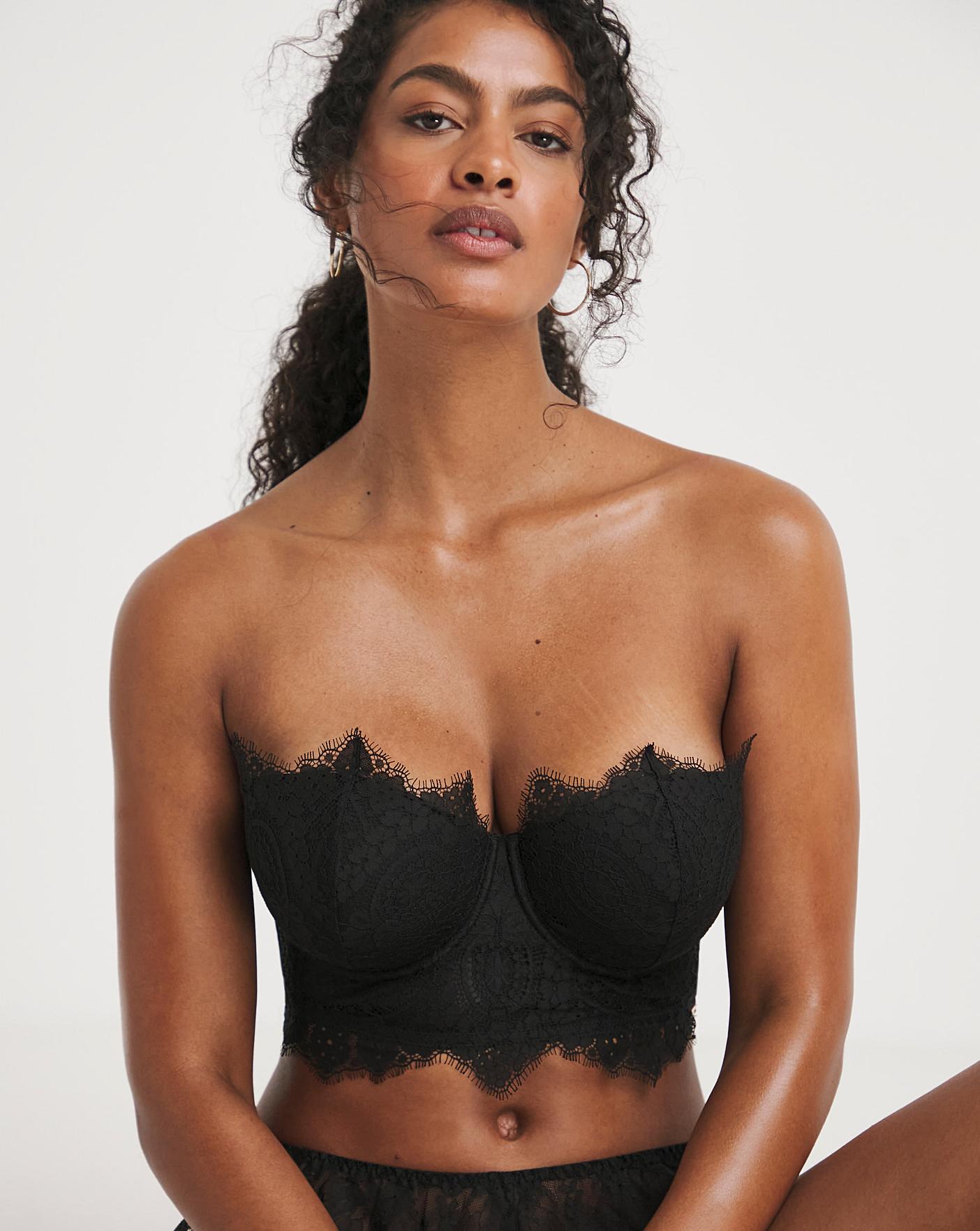 Figleaves Curve Tease Embroidery Plunge Black