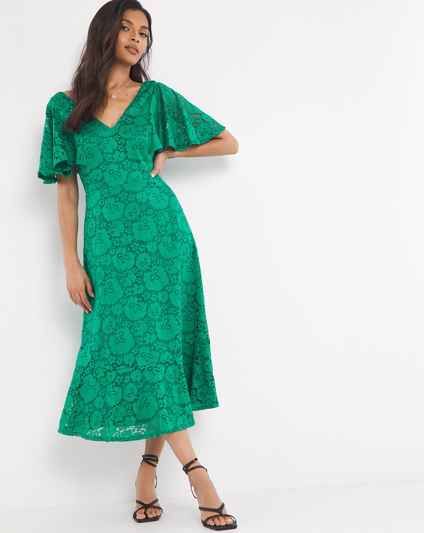 Joanna Hope Angel Sleeve Lace Midi 