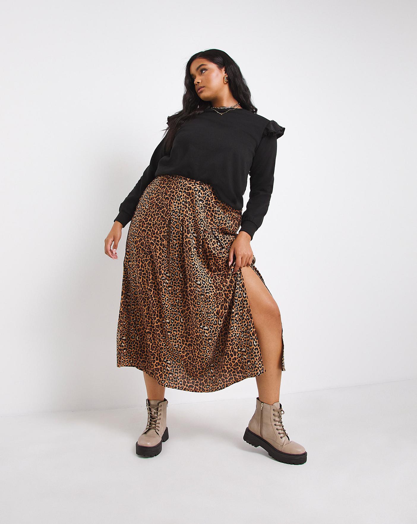 YOURS LONDON Plus Size Black Ruffle Leather Look Skirt