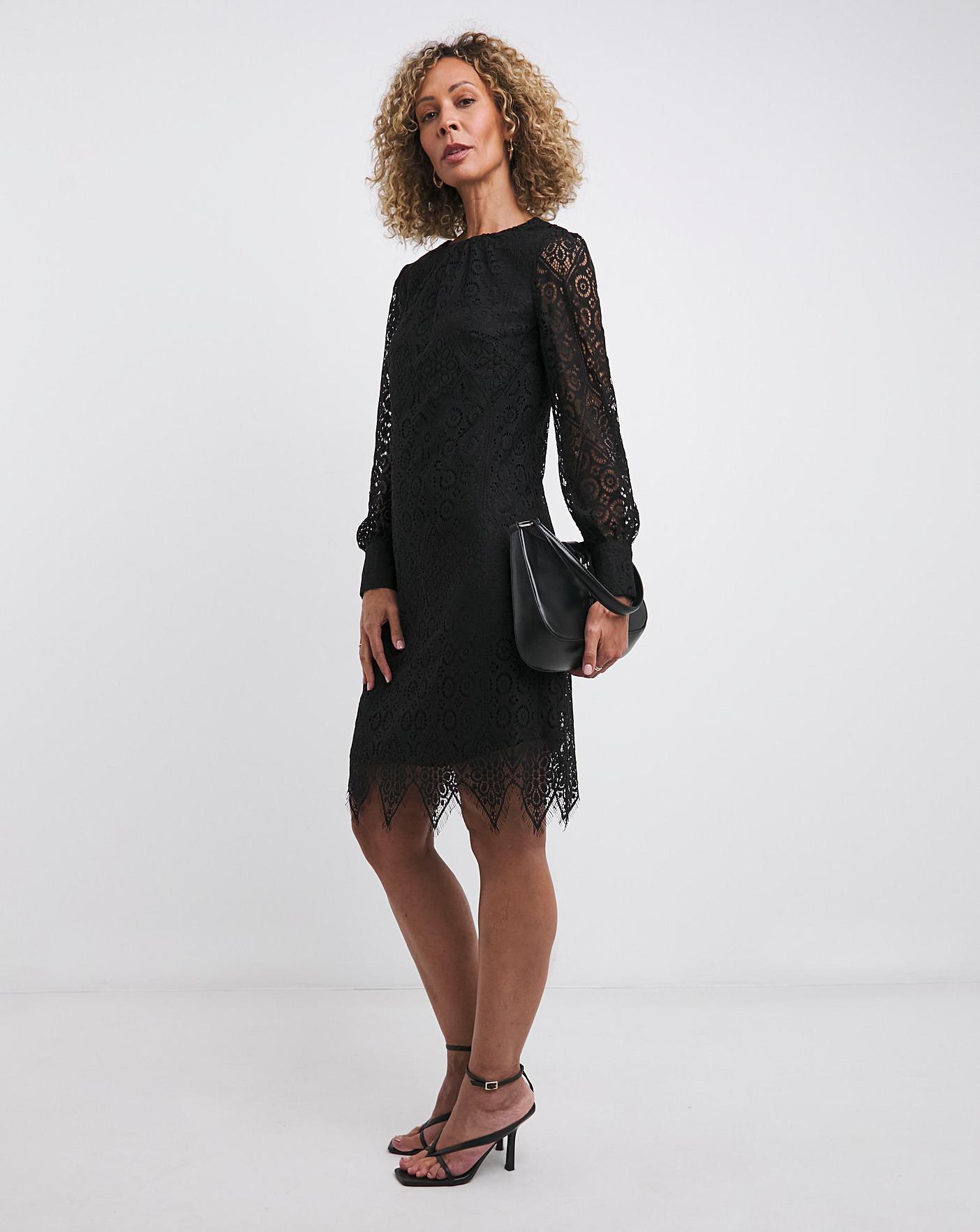 Joanna Hope Black Lace Shift Dress