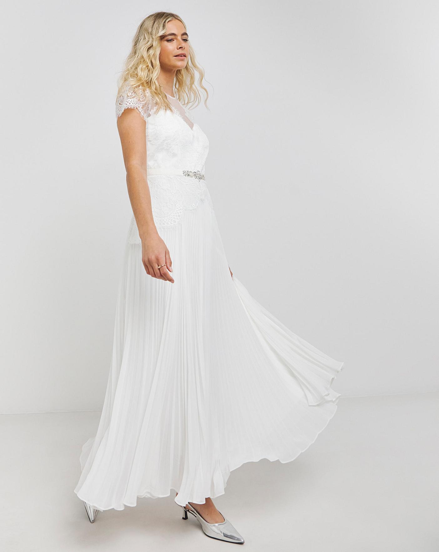 Joanna Hope Pleated Lace Bridal Dress Fashion World