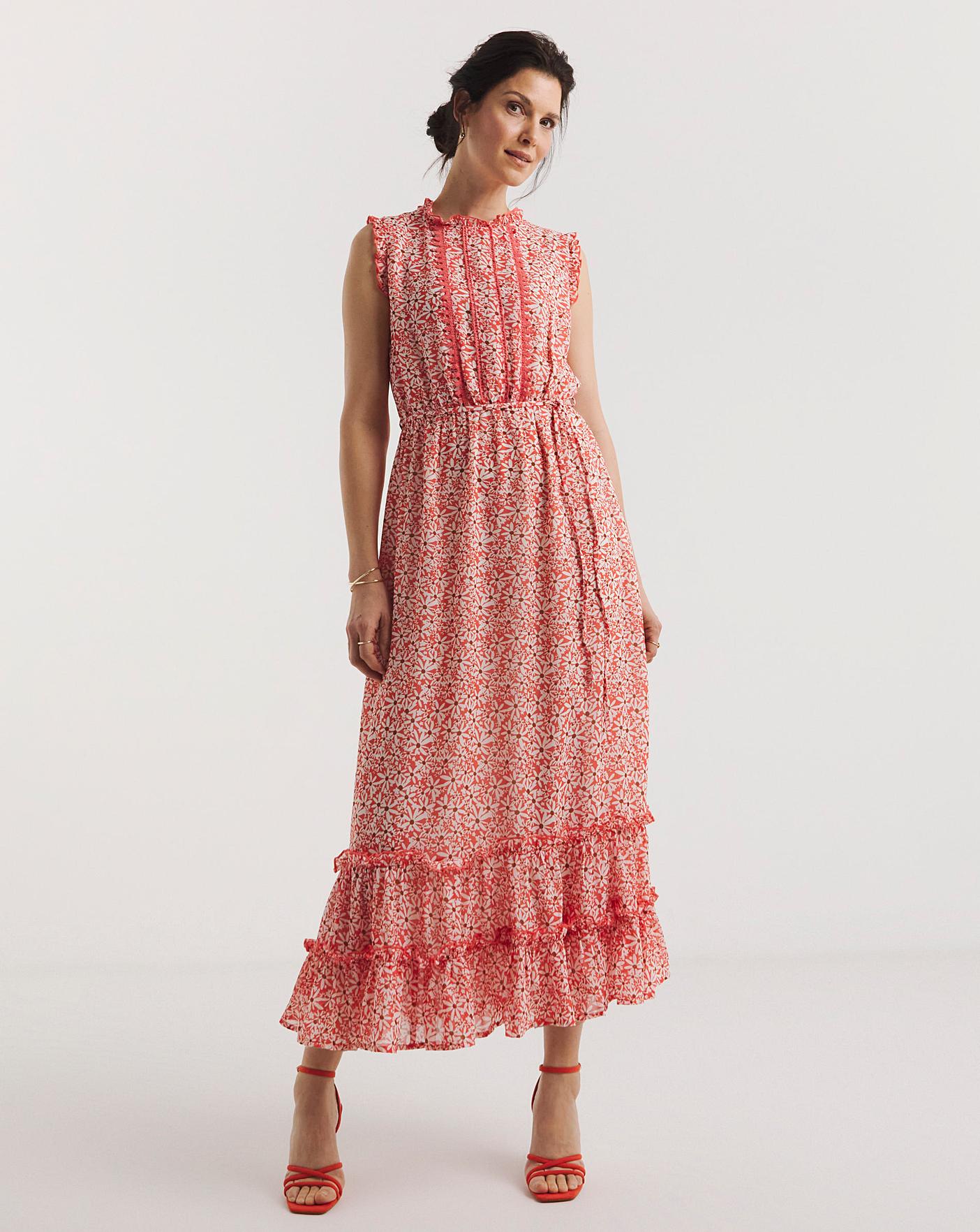 Georgette Dress With Lace Trim | Fashion World