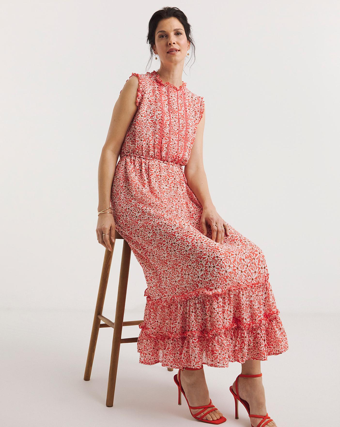 Georgette Dress With Lace Trim | Fashion World