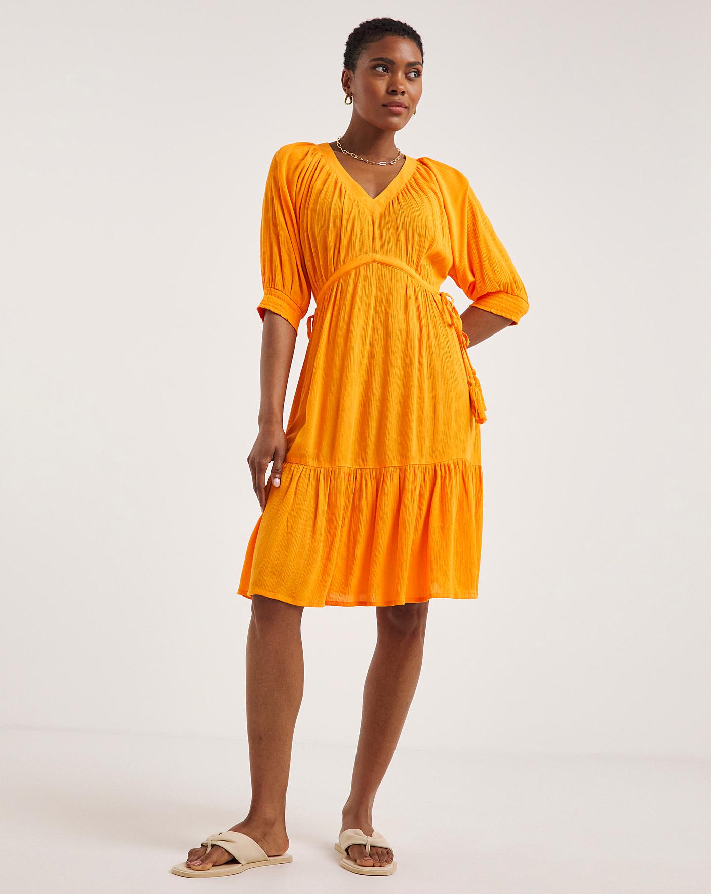 Crinkle Empire Tie Side Midi Dress | Fashion World