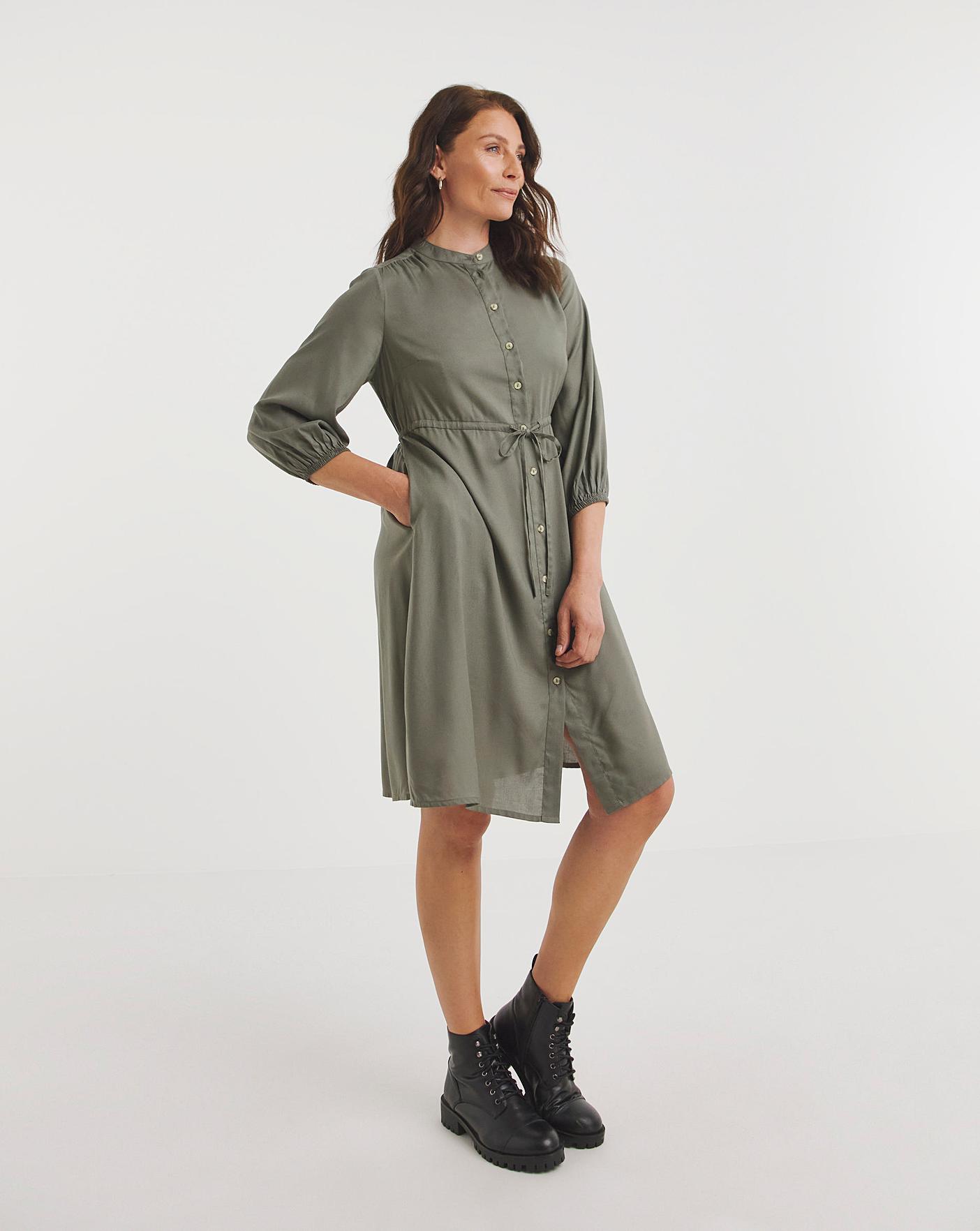 Viscose Twill Drawstring Shirt Dress J D Williams