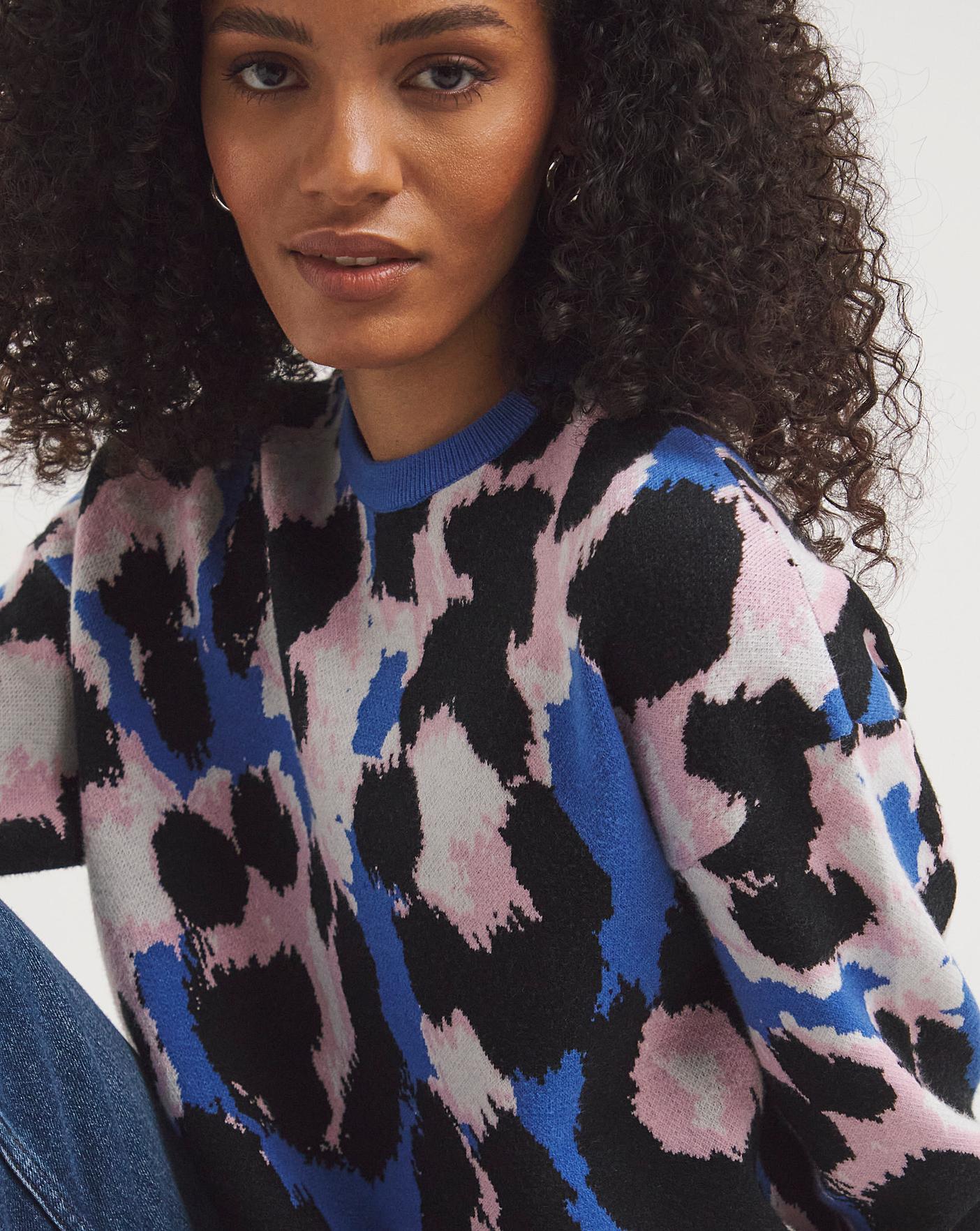 Blue shop leopard jumper