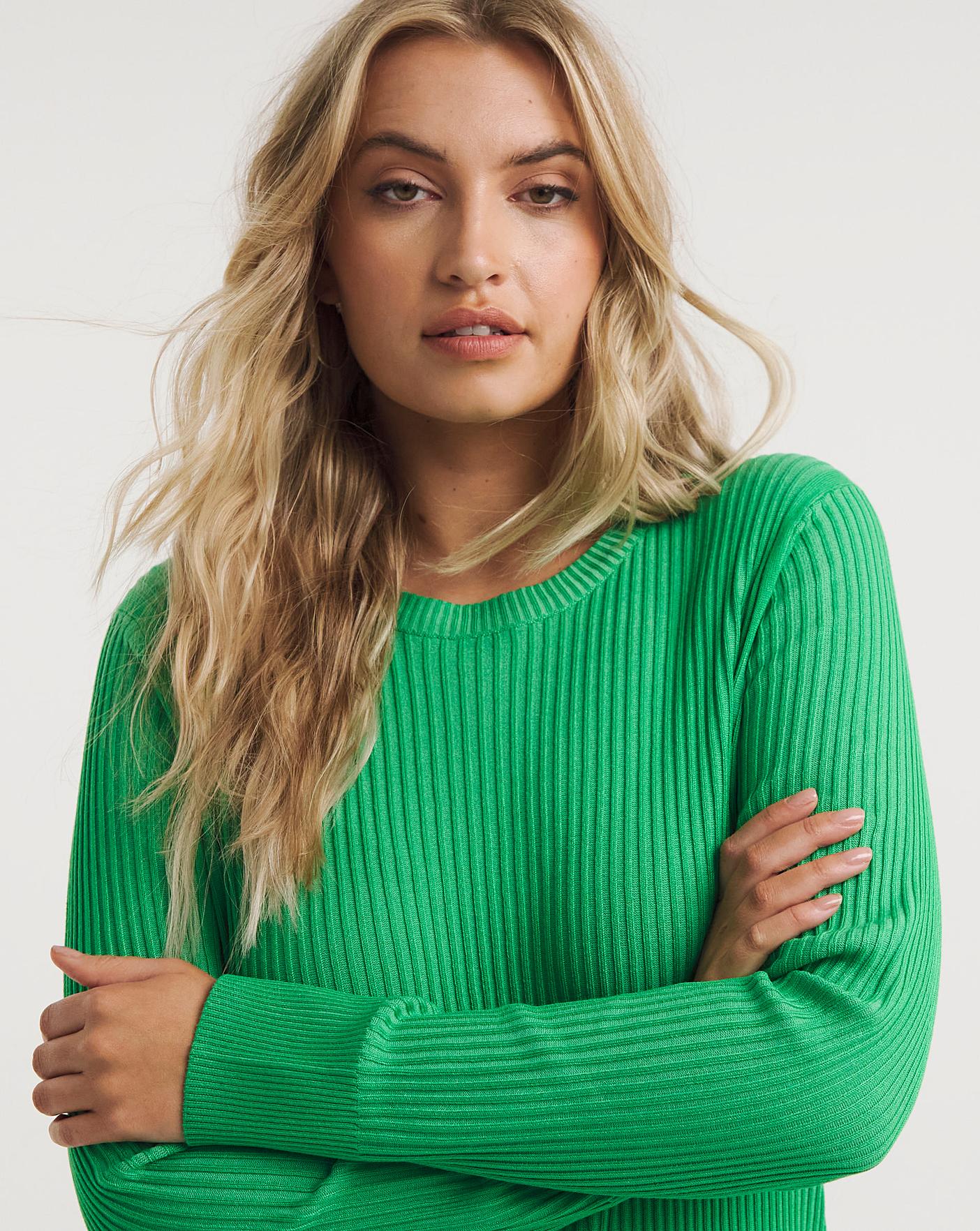 Green on sale ribbed jumper