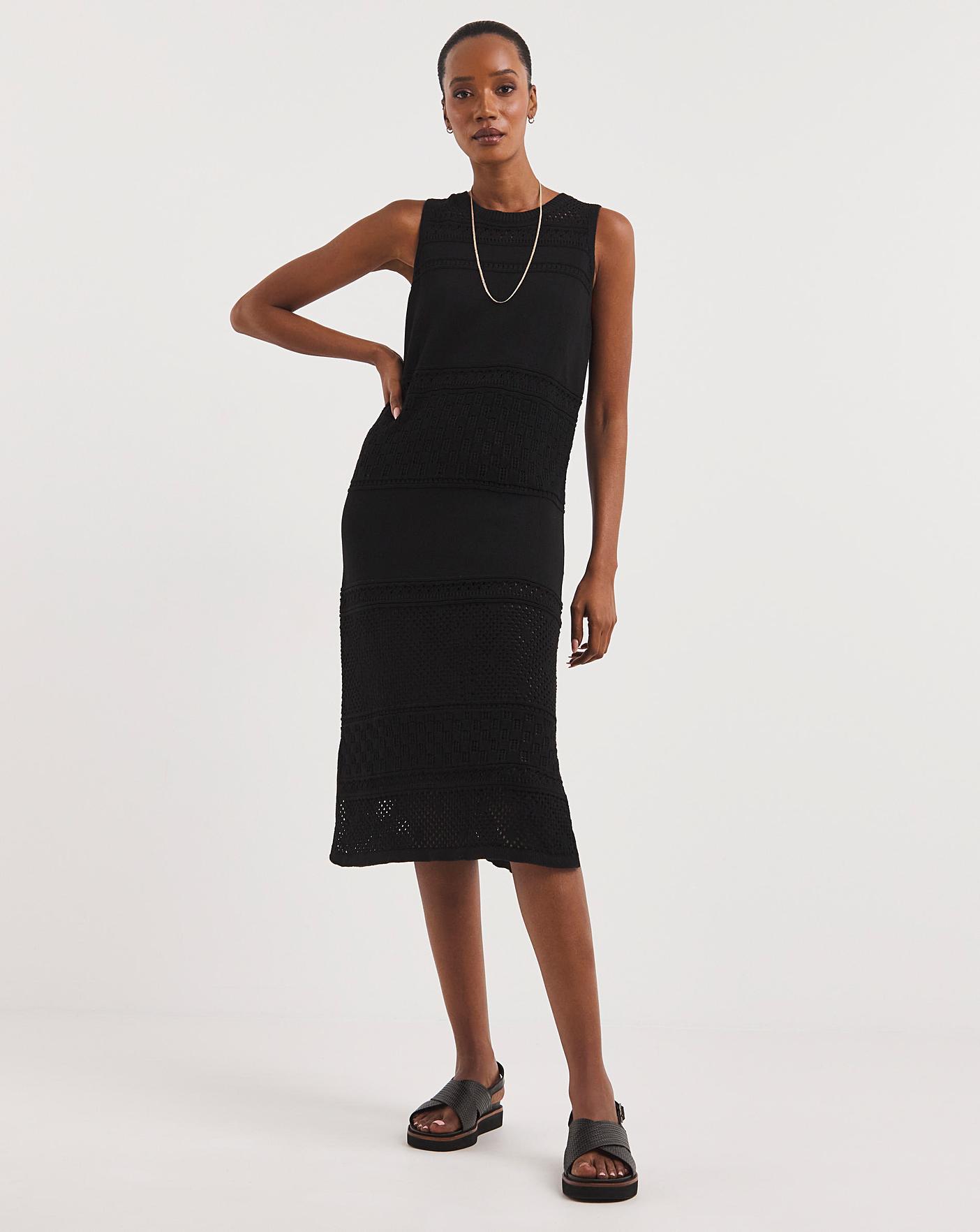 Black Crochet Midaxi Dress | J D Williams