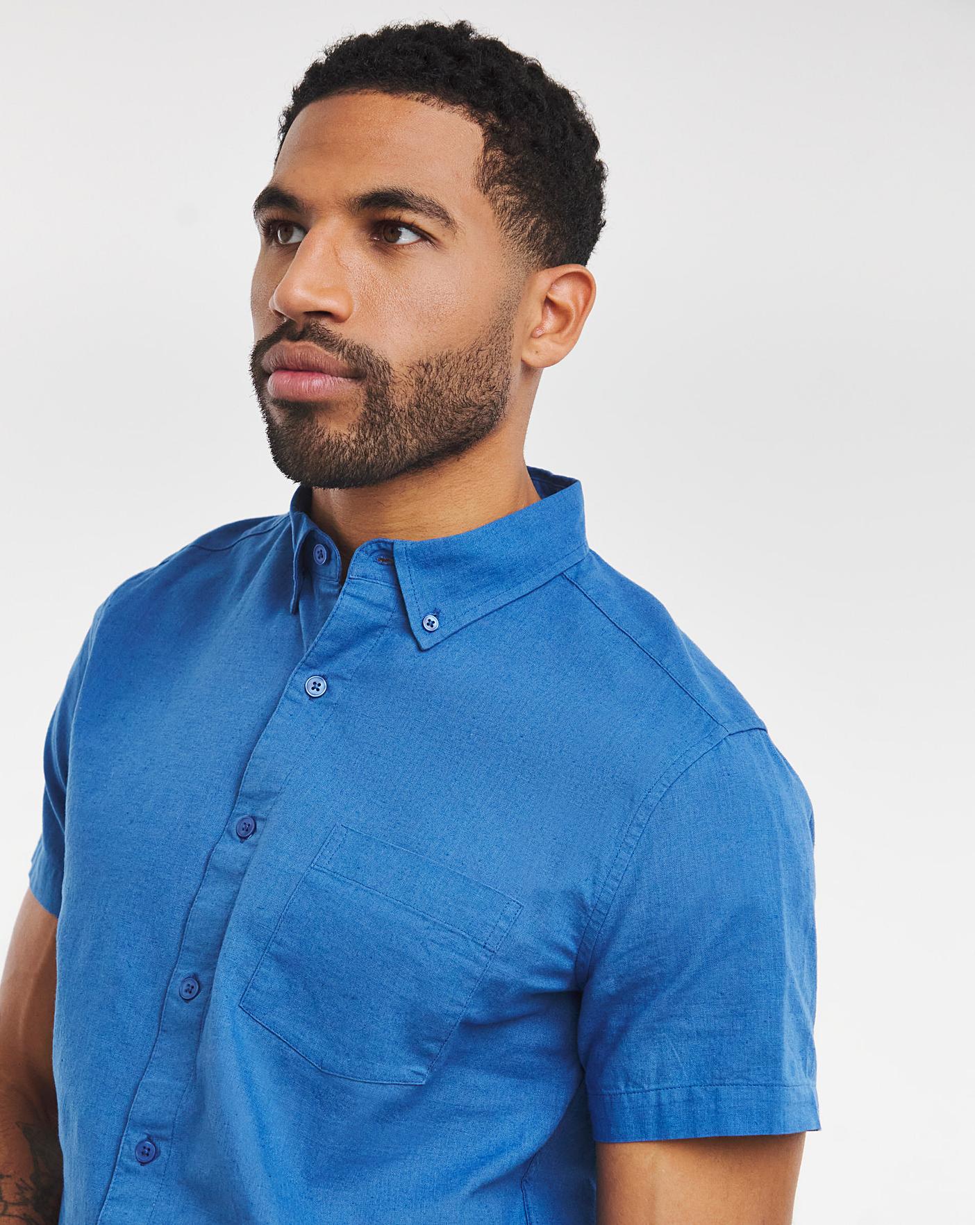 Short Sleeve Linen Blend Shirt | J D Williams