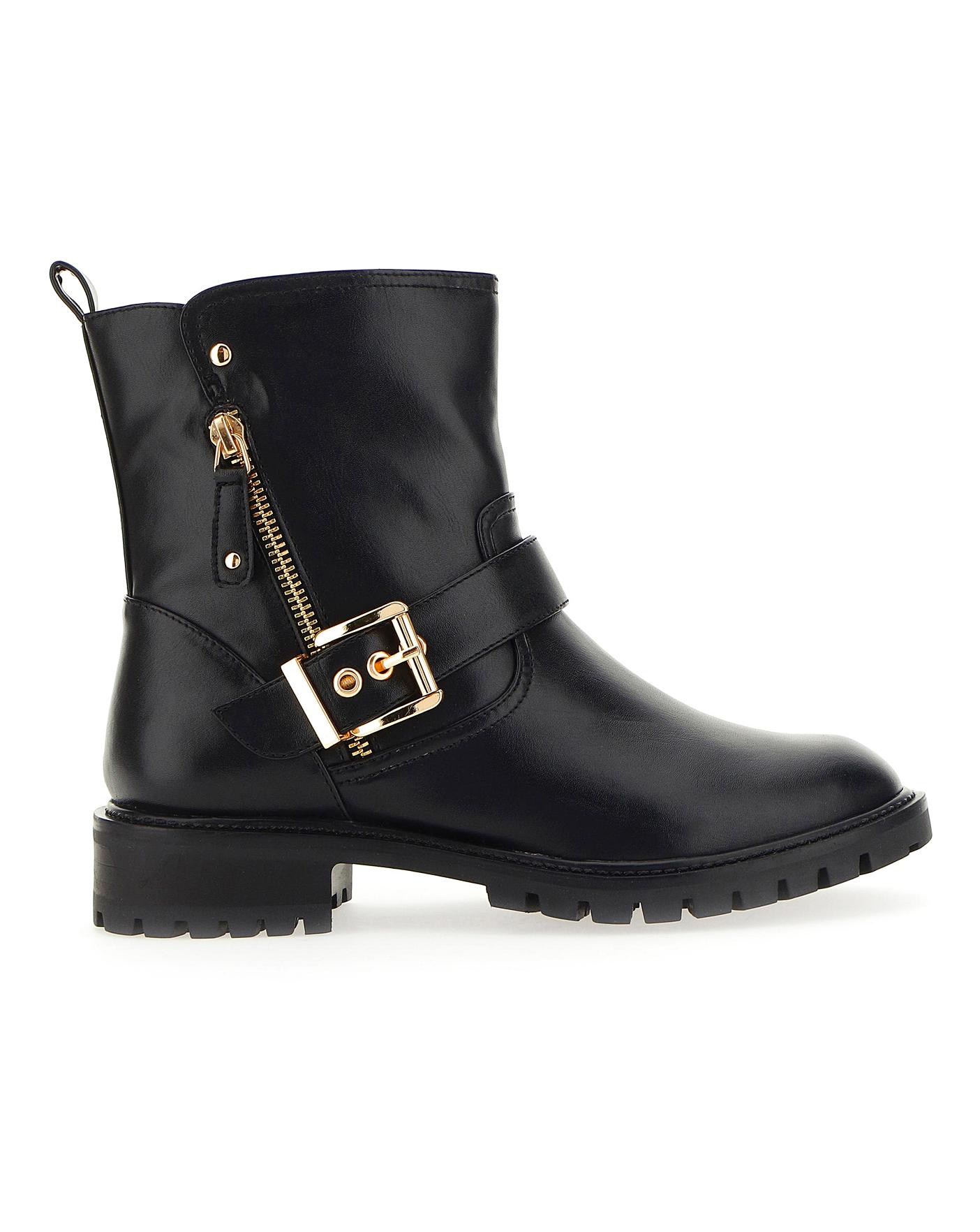 Tawny Buckle Biker Boot Extra Wide Fit 
