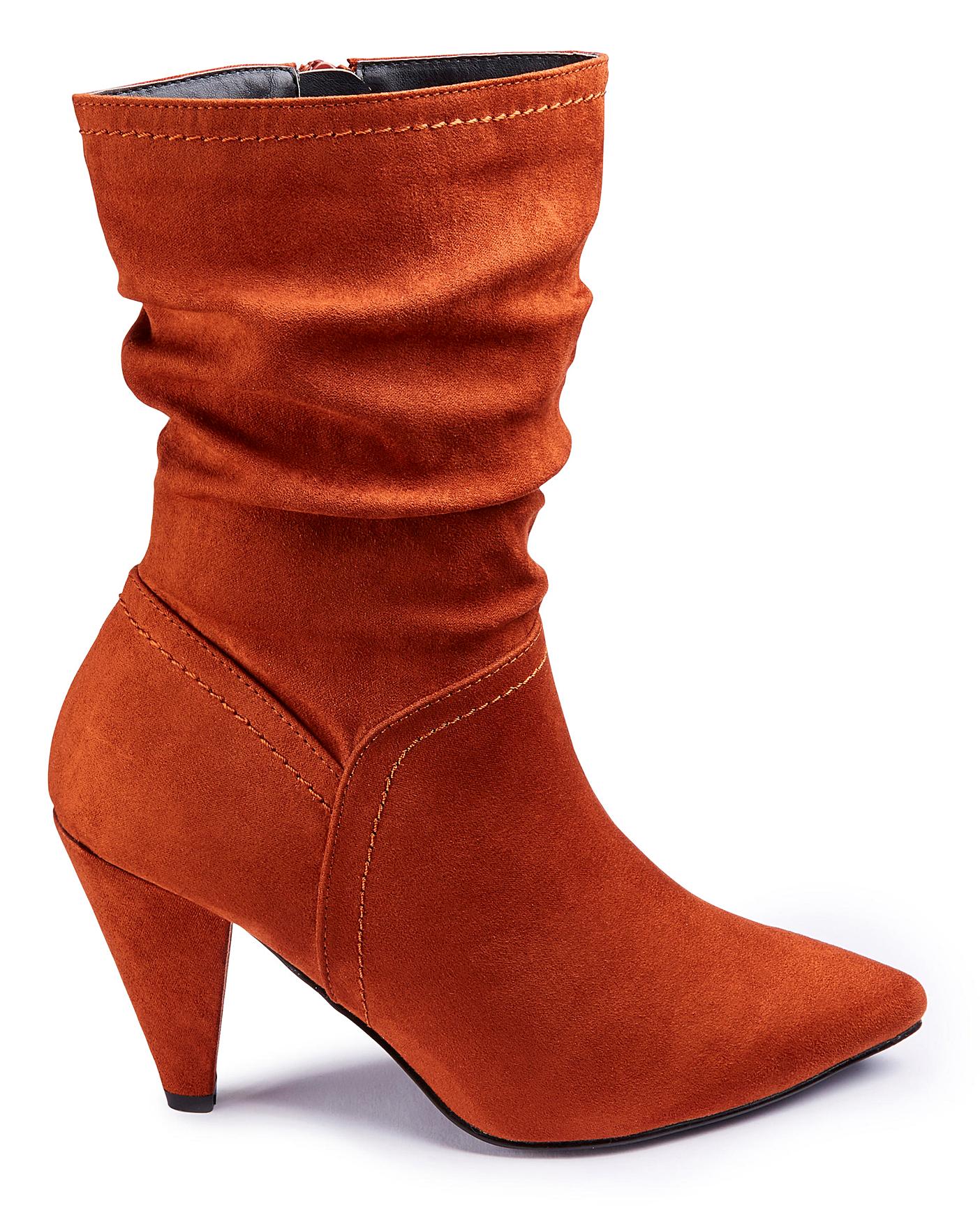 suede slouch heeled boots