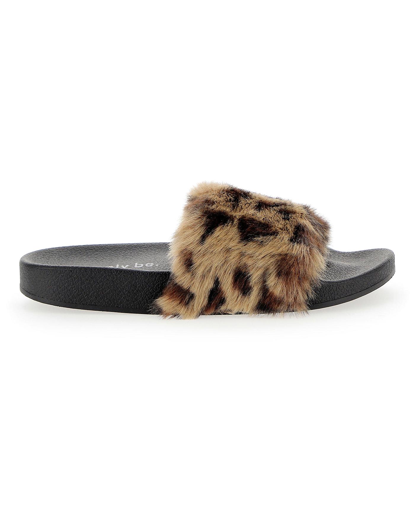 Faux Fur Slider Wide Fit | Simply Be