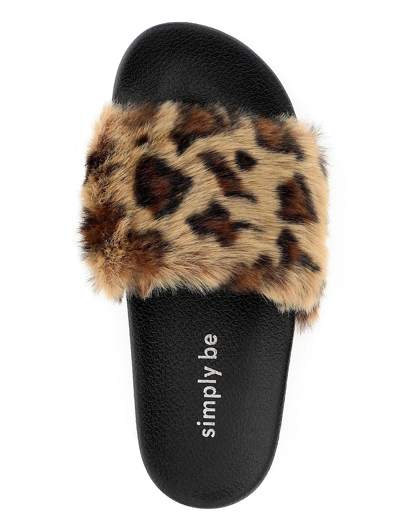 Faux Fur Slider Wide Fit | Simply Be
