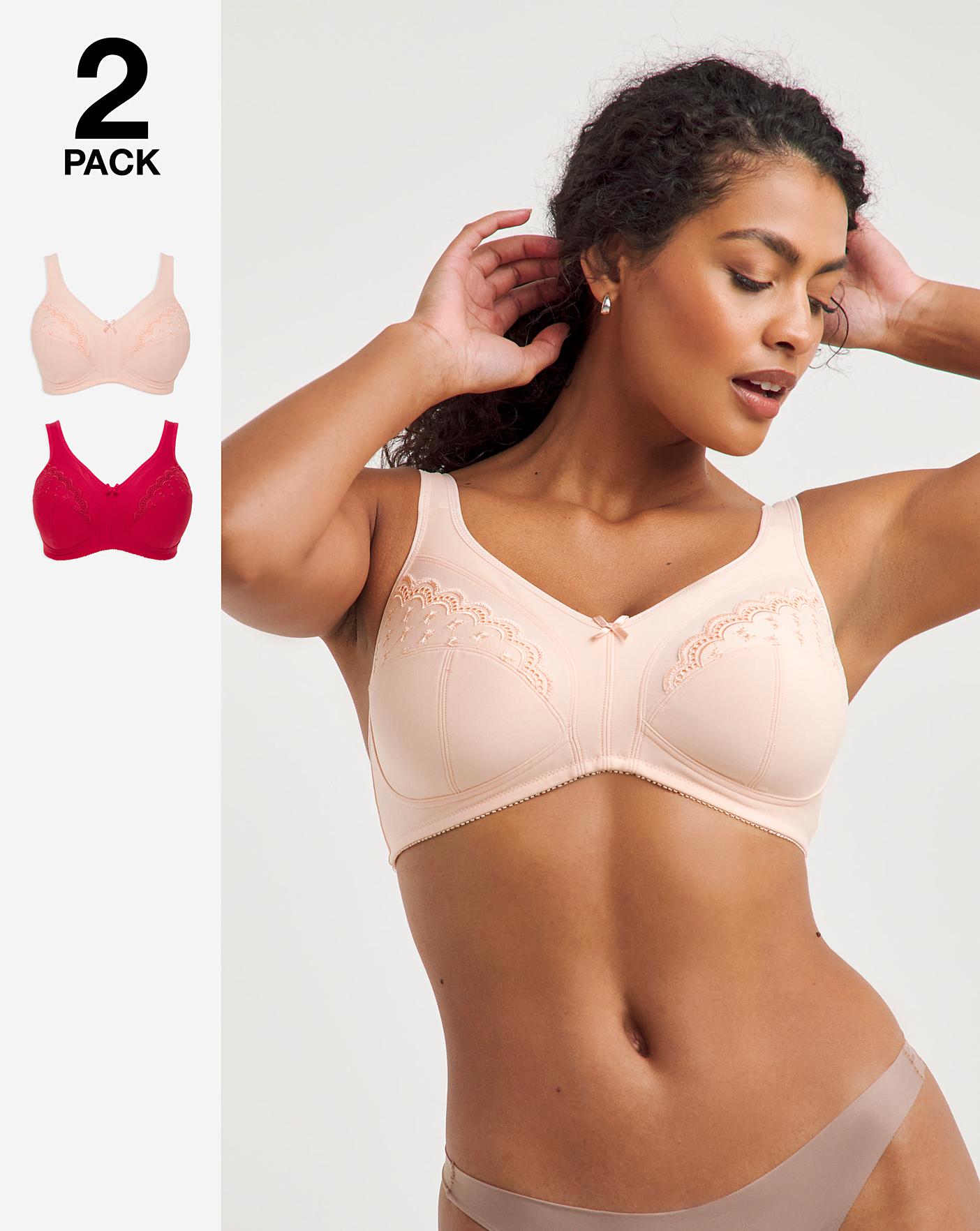 2 Pack Lace Trim Non Wired Nursing Bras, Lingerie