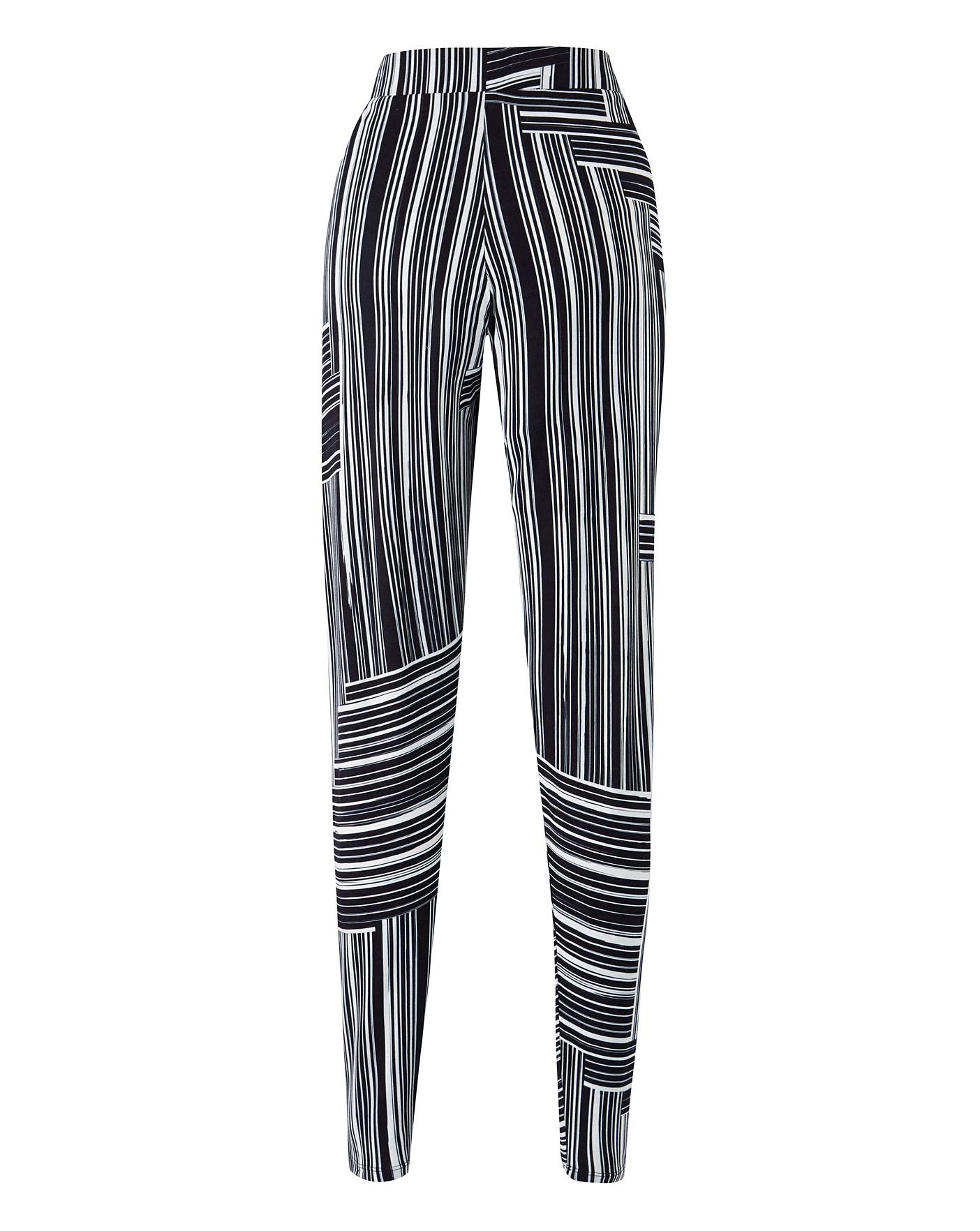 Womens Geo Striped Stretch Jersey Harem Tapered Leg Trousers