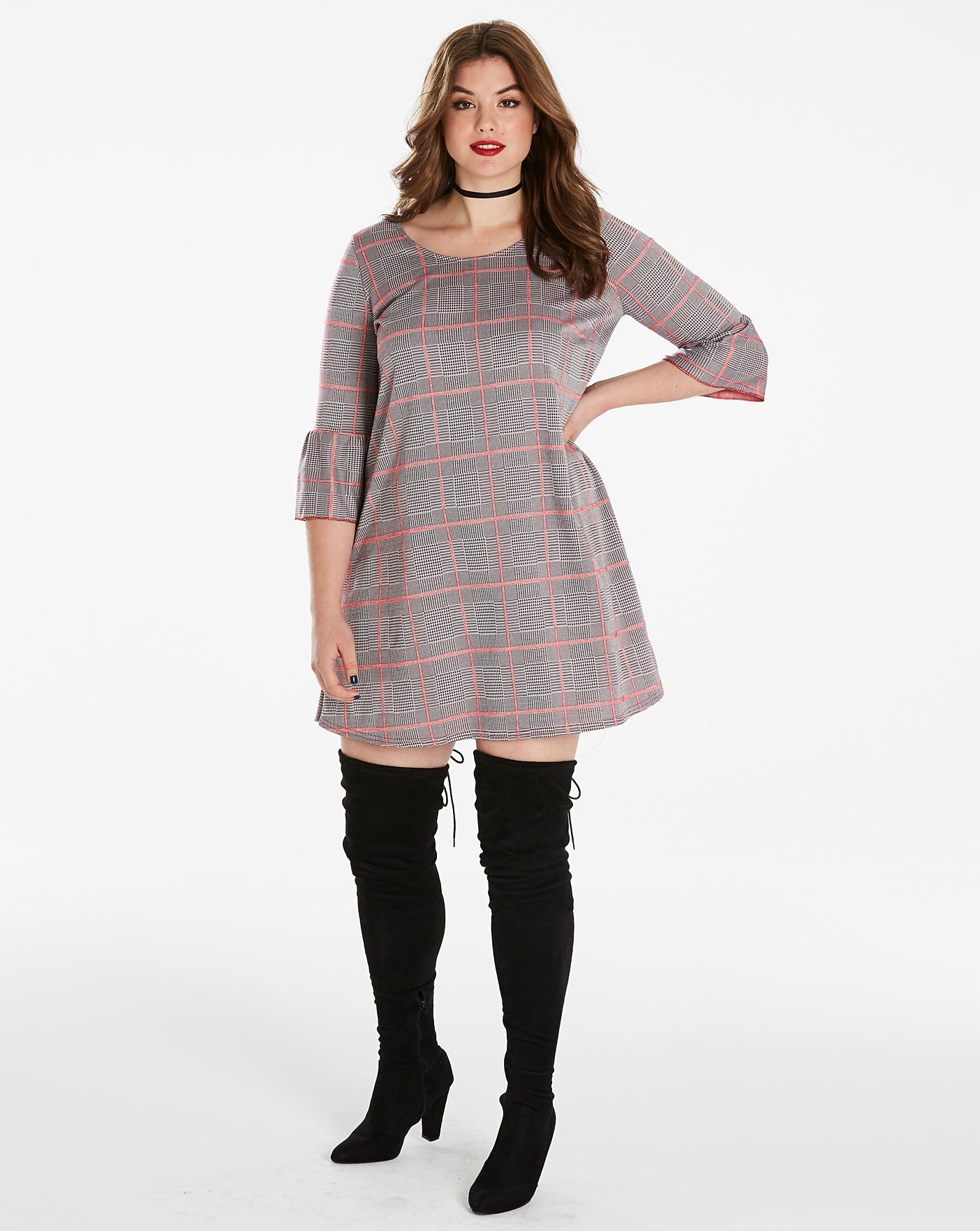 checked swing dress