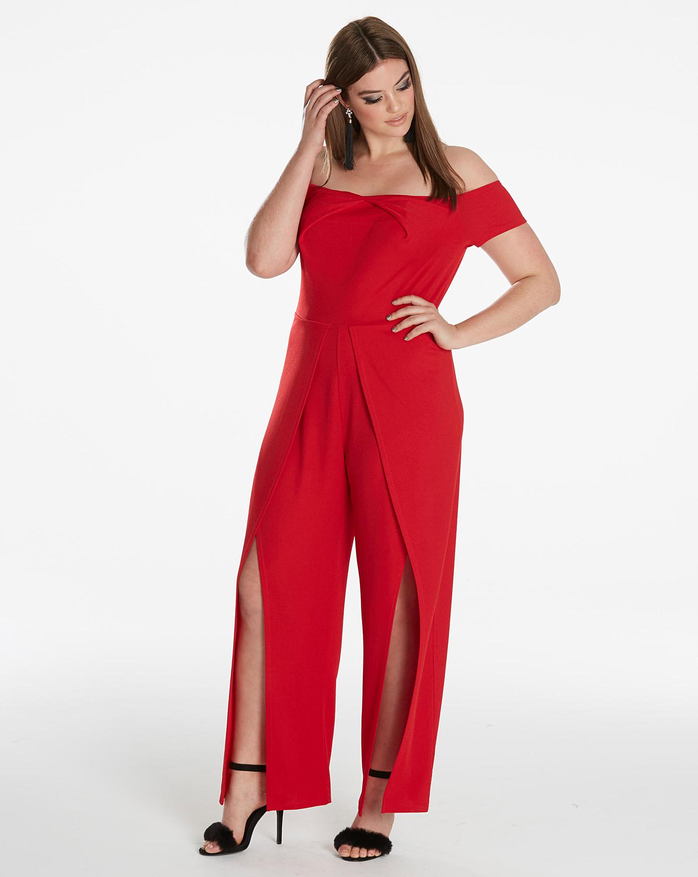 red jumpsuit split leg