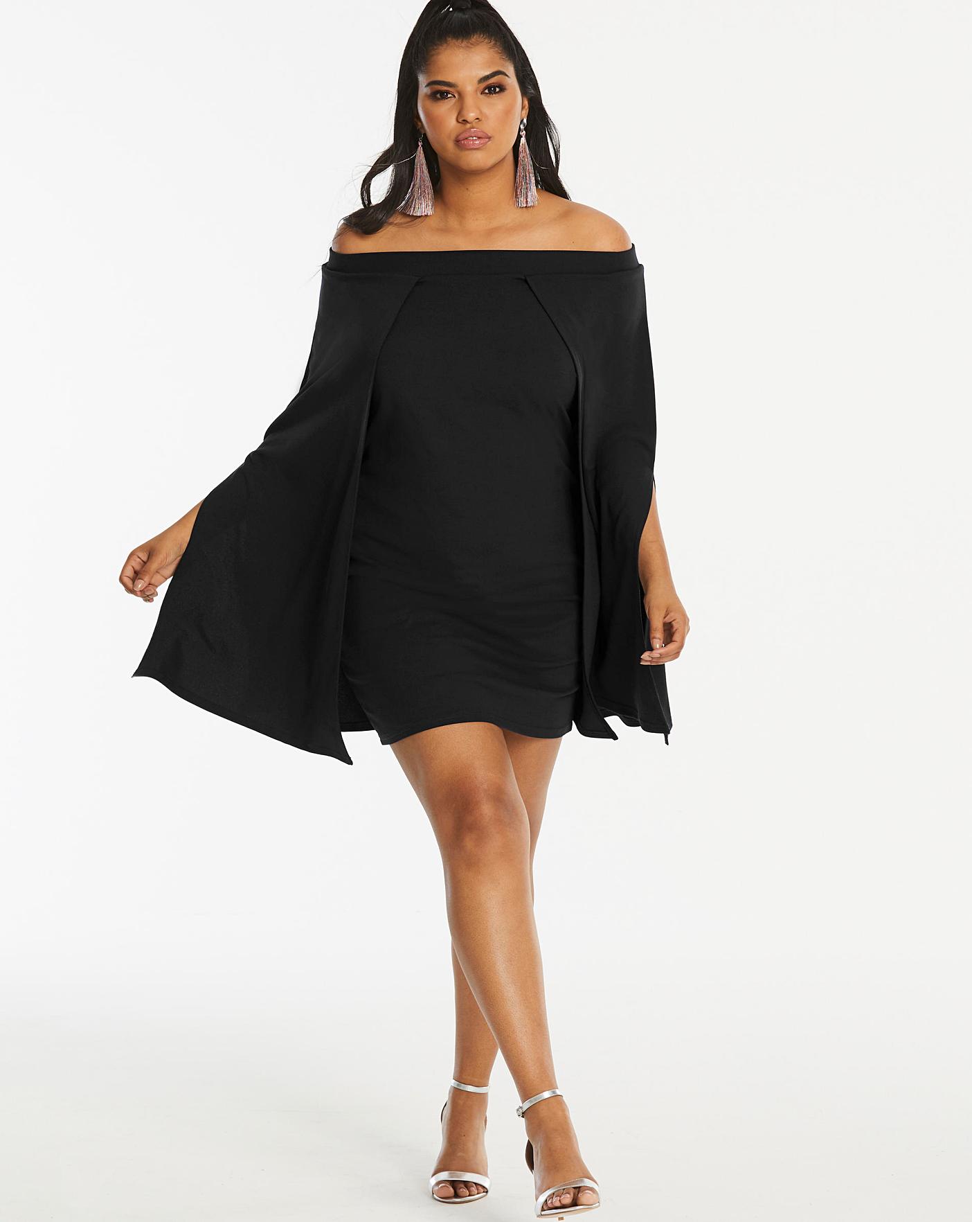 bardot cape dress