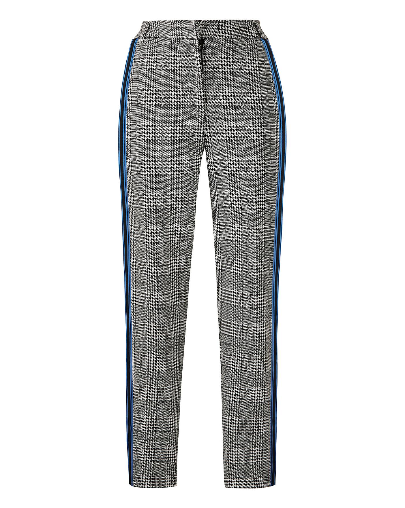 Checked trousers with hot sale side stripe