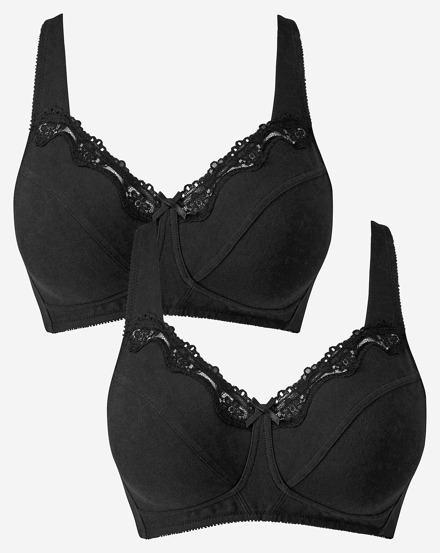 Simply Be 2 pack non wired bras in black and blush - ShopStyle