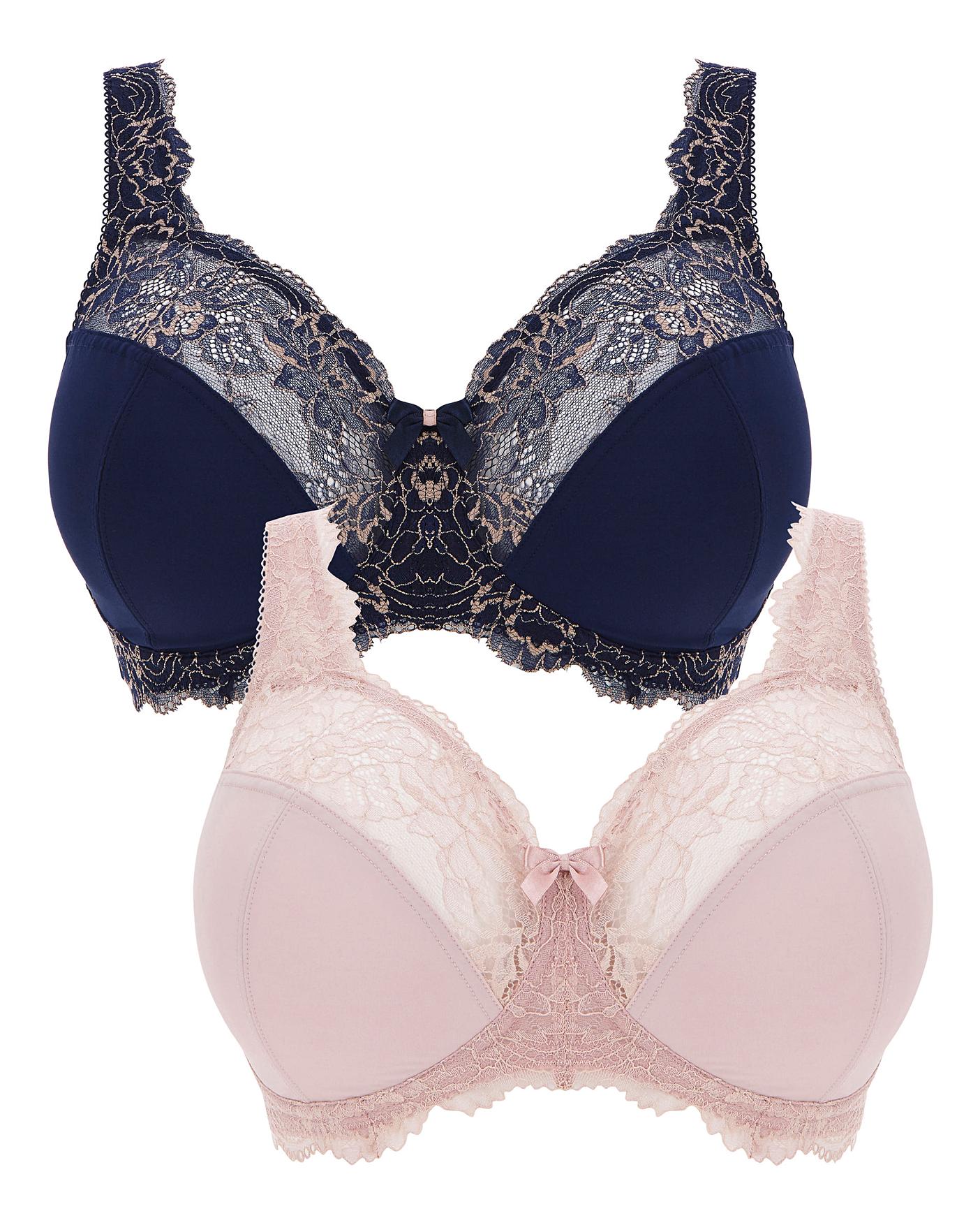 2 Pack Ella Lace Non Wired Full Cup Bras Simply Be