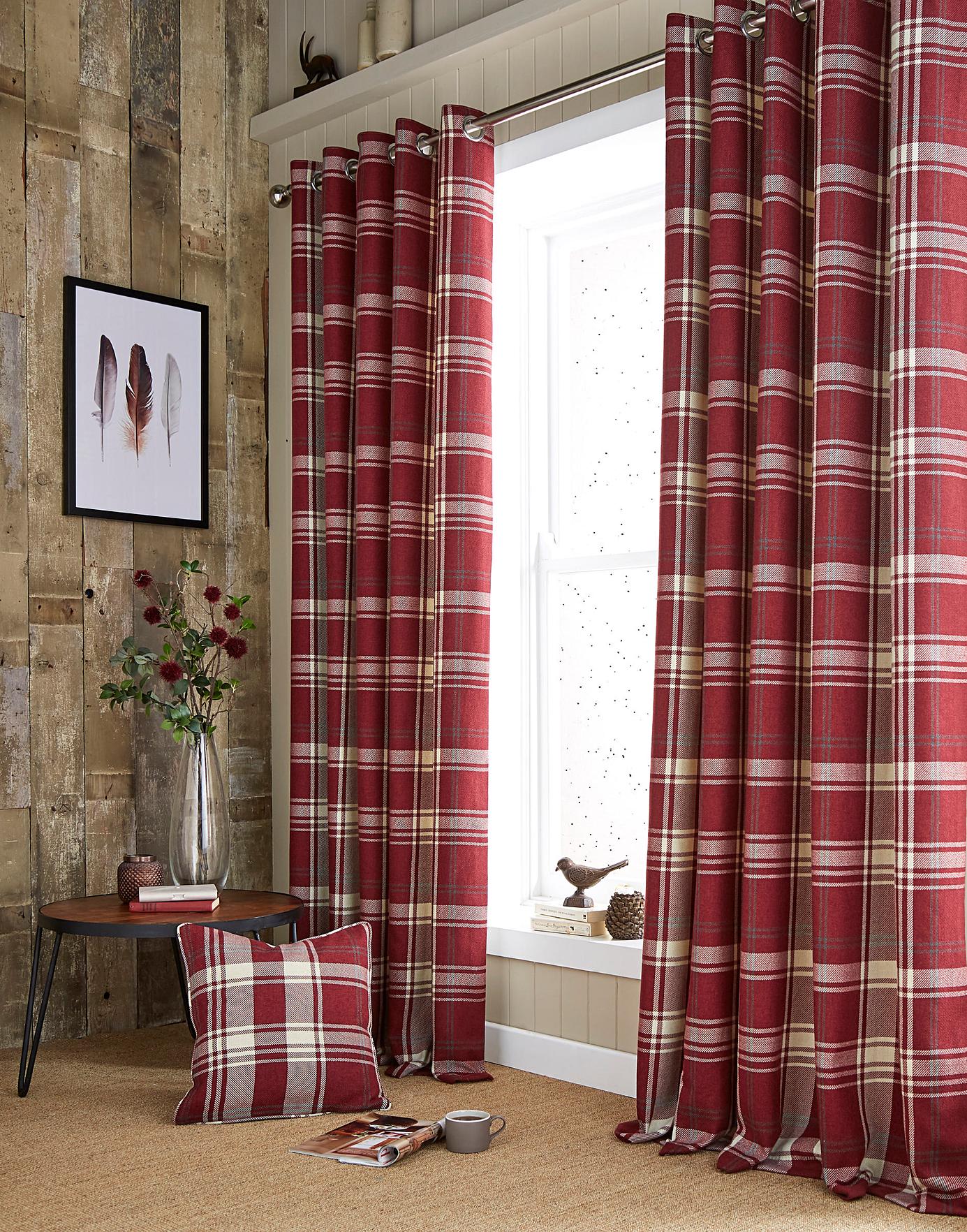 Highland Check Long Lined Curtains | J D Williams