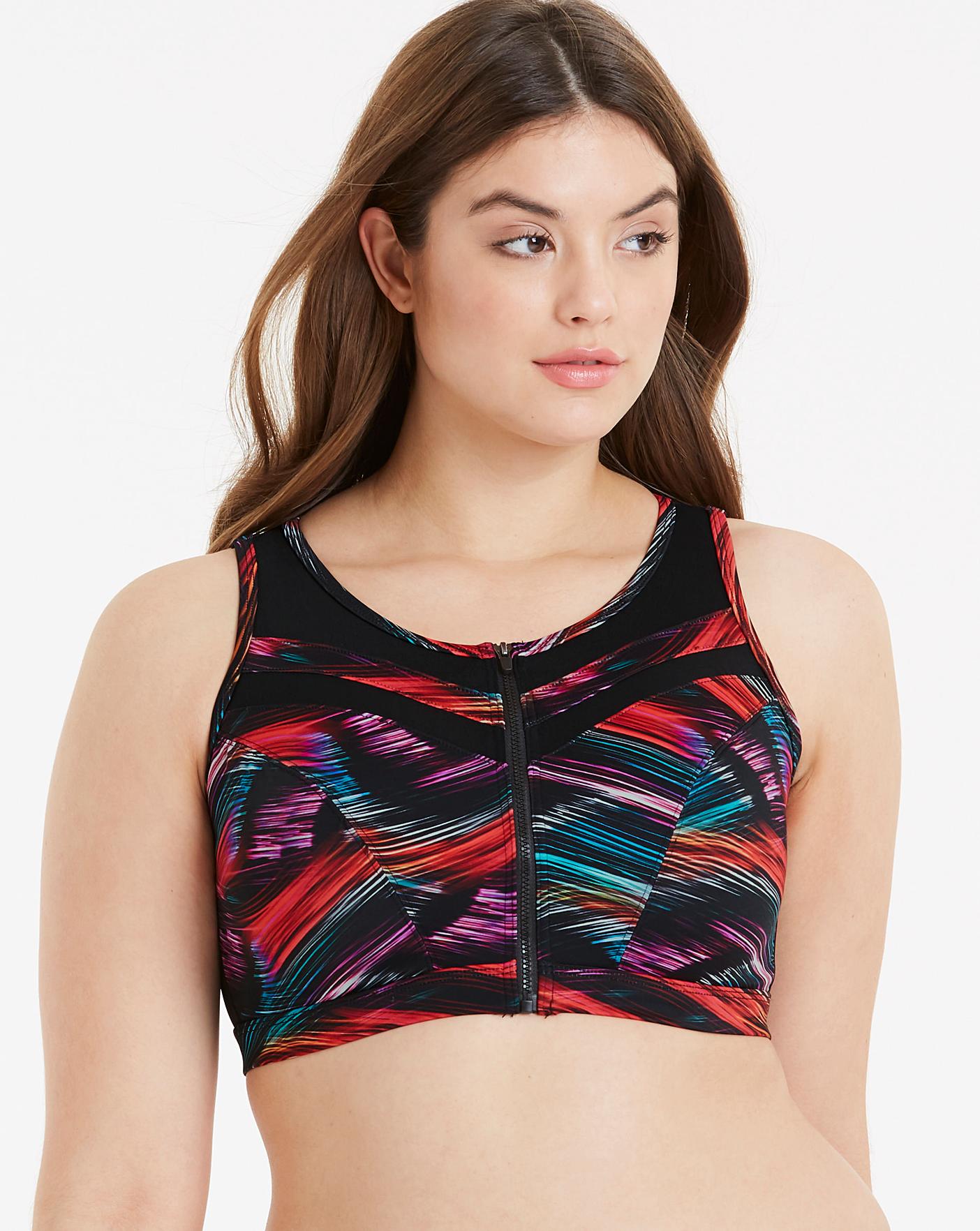 High Impact Zip Front Mesh Sports Bra Simply Be