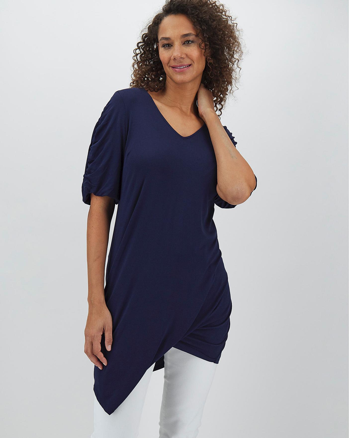 Navy Print Tuck Side Tunic | J D Williams