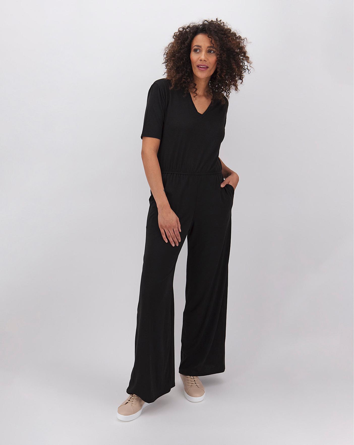 jumpsuit v neck black