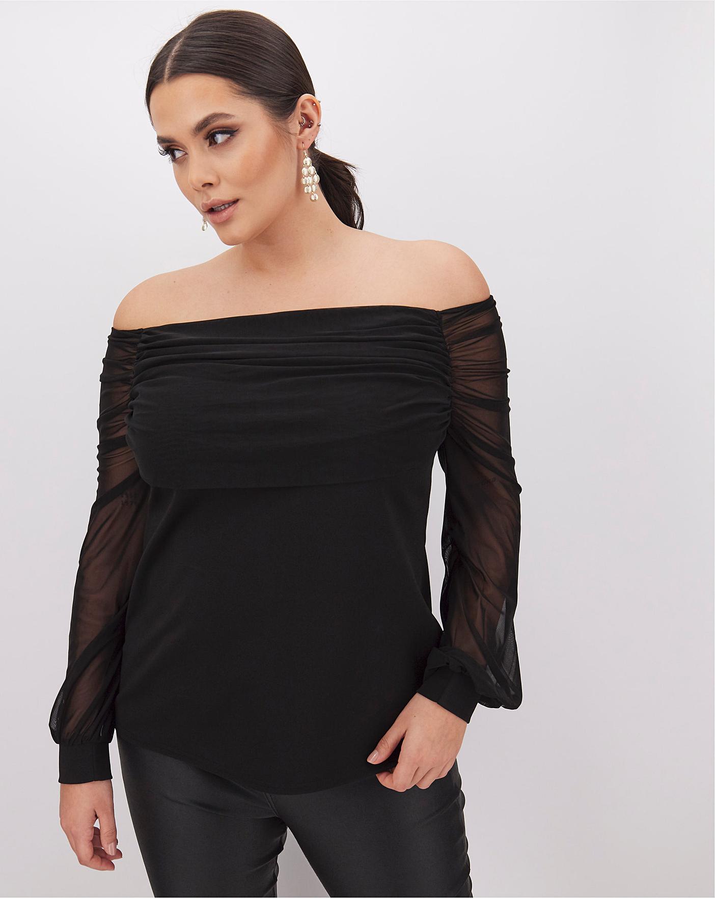 black bardot evening top