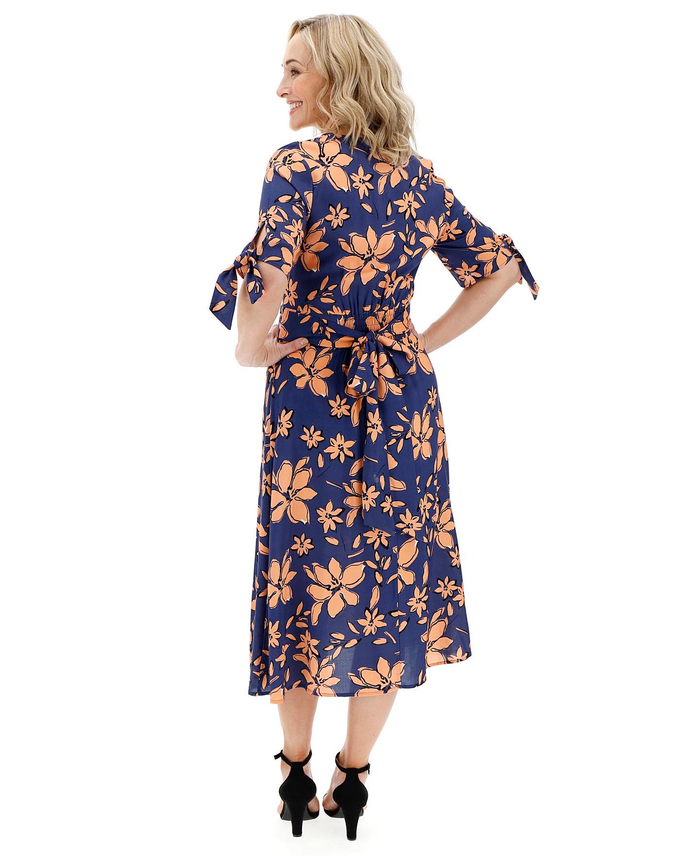 Floral Button Through Midi Tea Dress | Oxendales