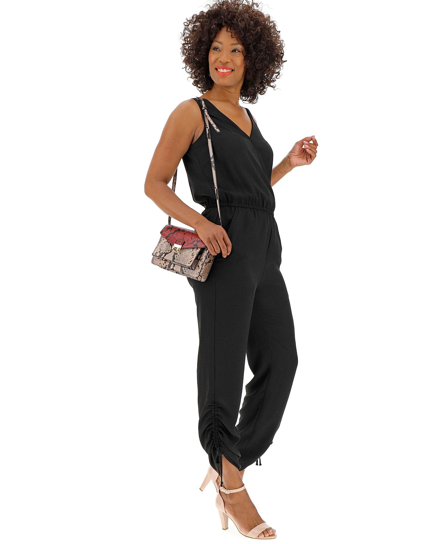 black utility jumpsuit