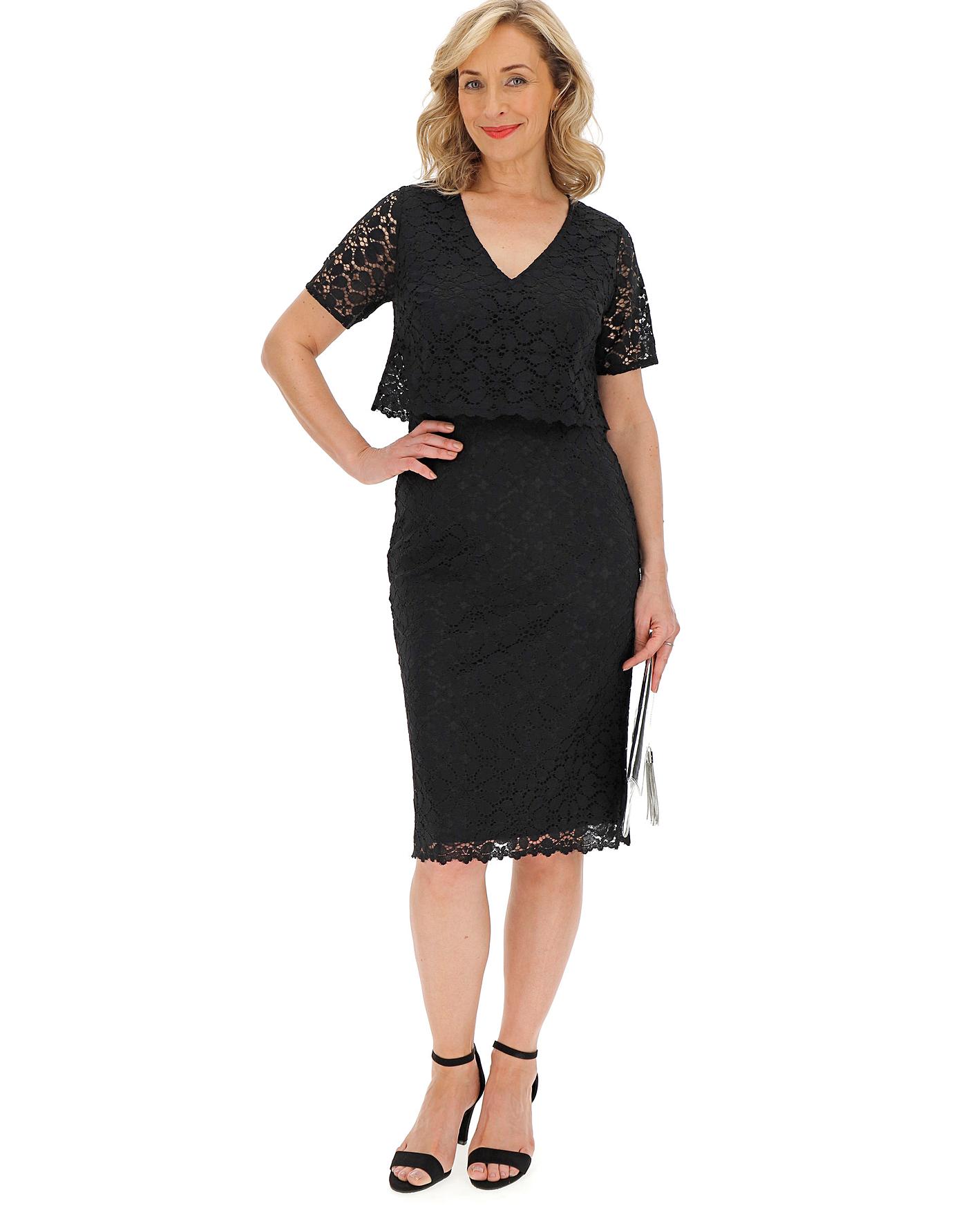 Black Double Layer Lace Dress J D Williams