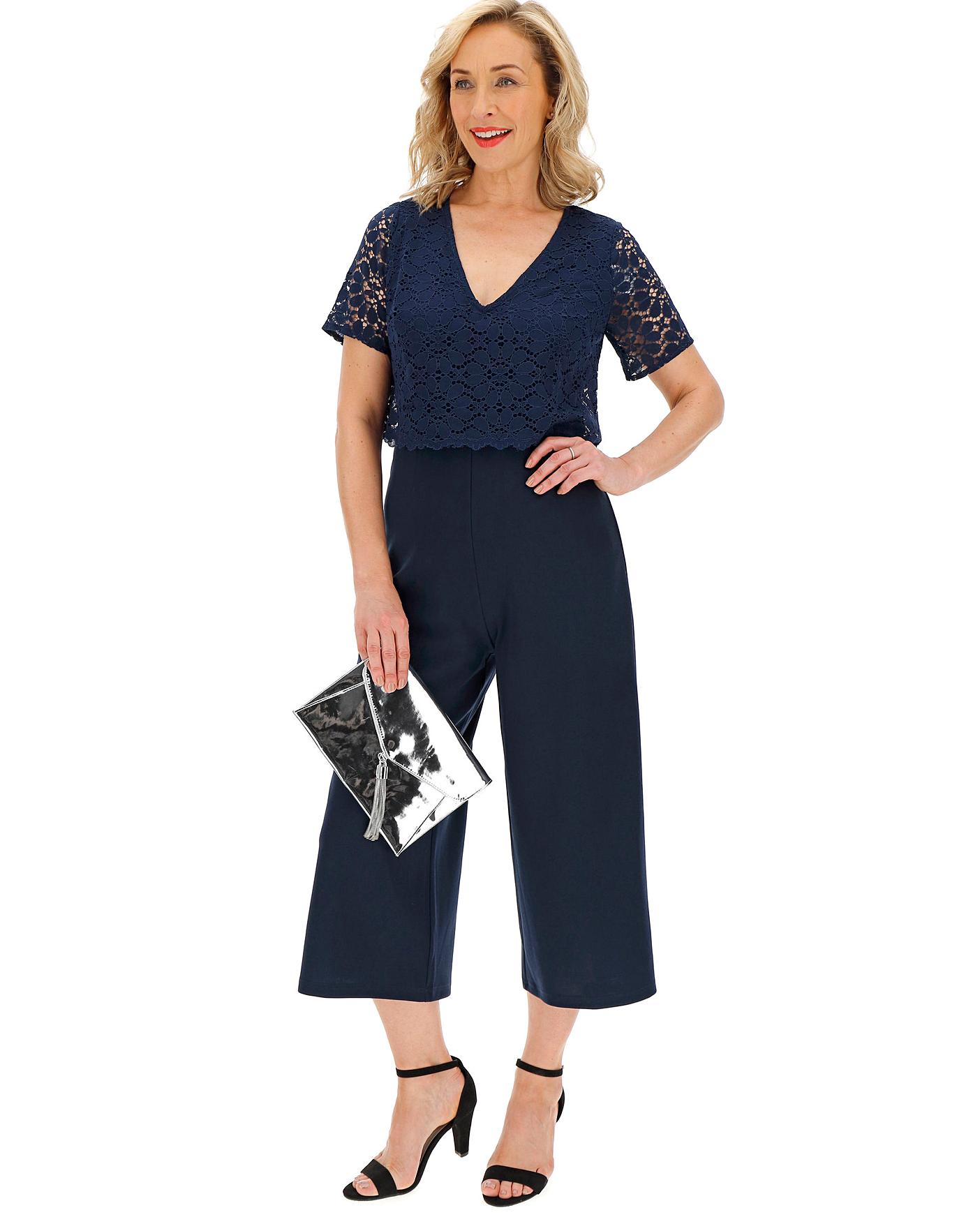 Navy Lace Layer Jumpsuit J D Williams