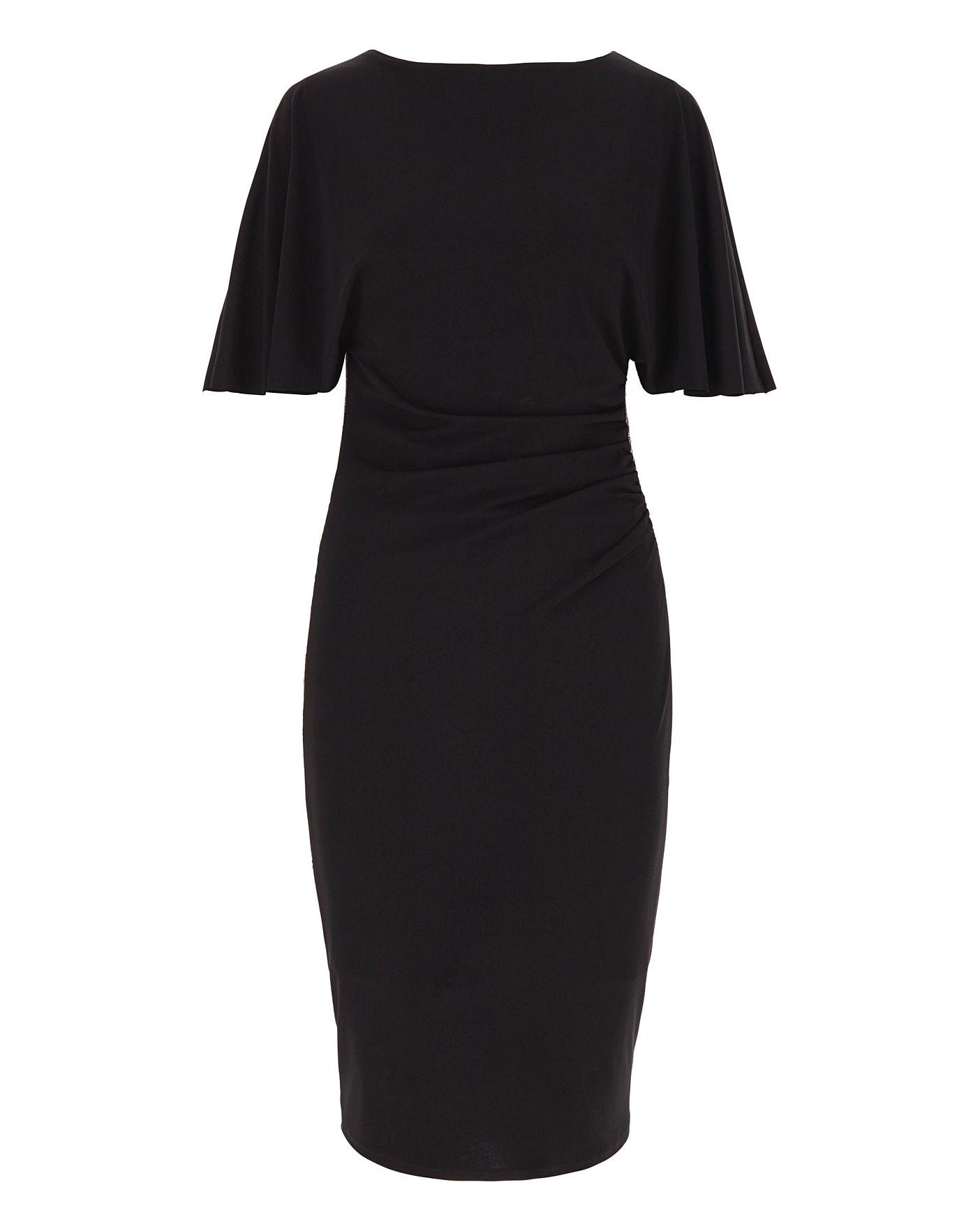 Shape & Sculpt Gold Sequin Trim Dress J D Williams