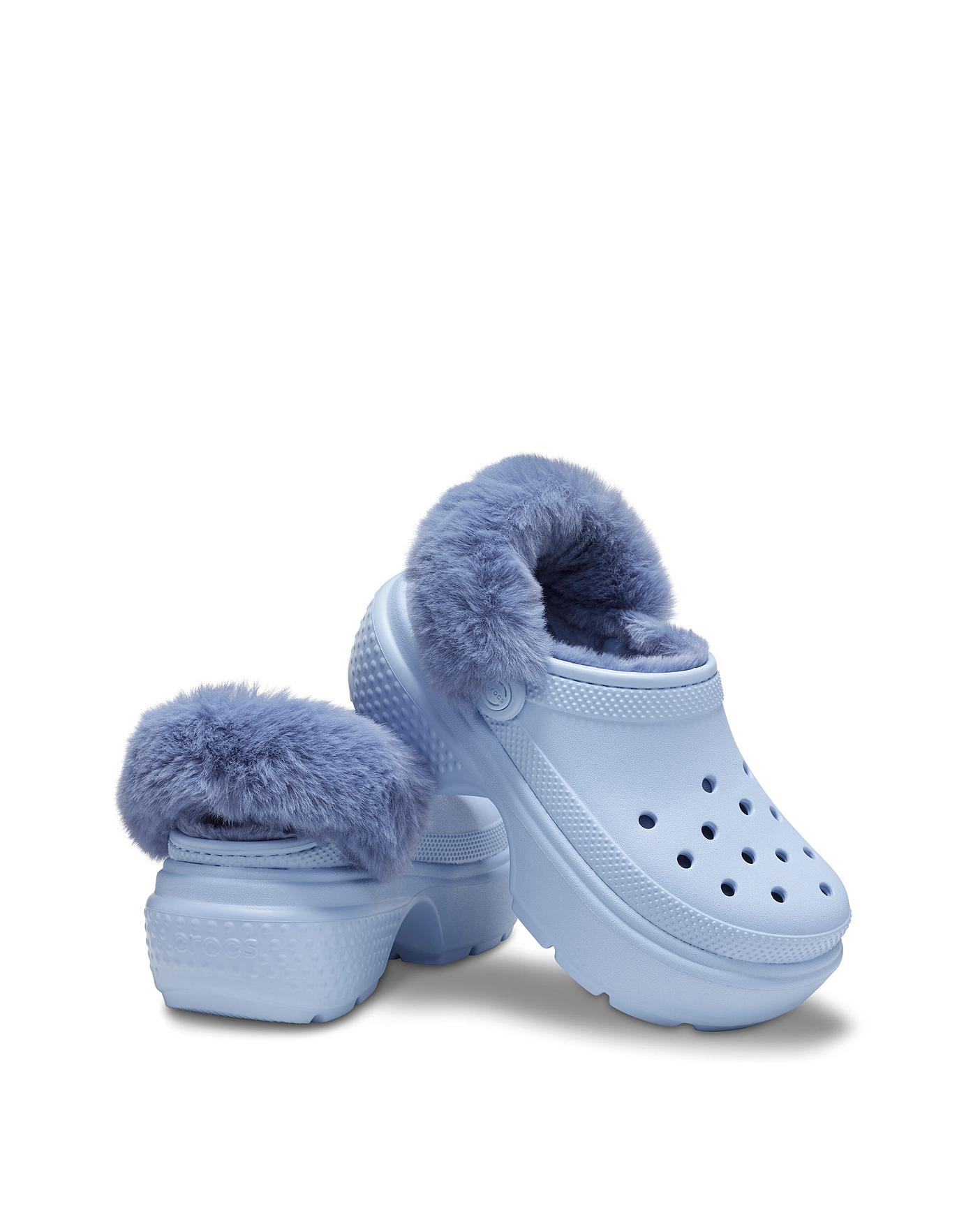 Baby blue fur online lined crocs